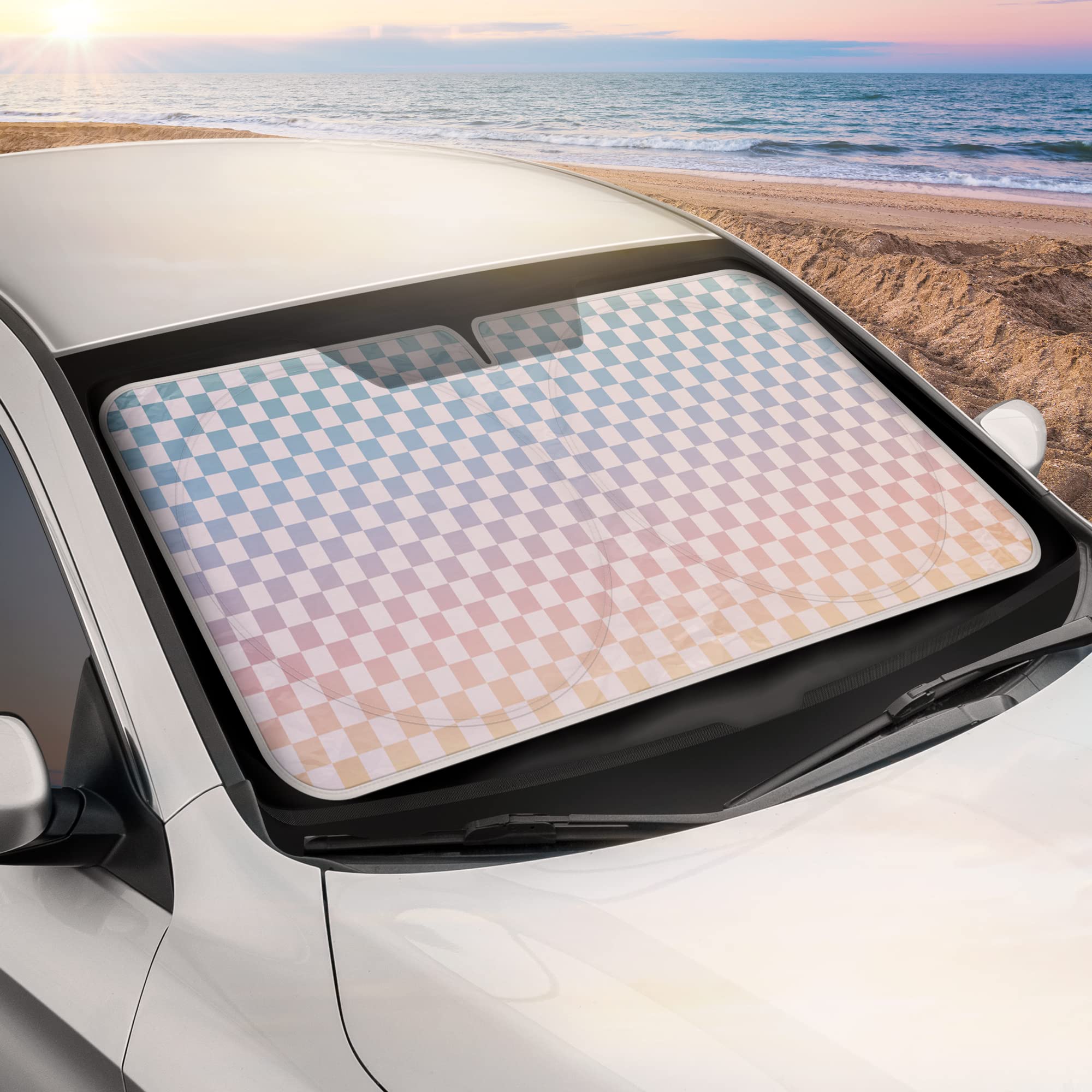 bdk-checker-gradient-jumbo-windshield-sun-shade-64-x32 image 4