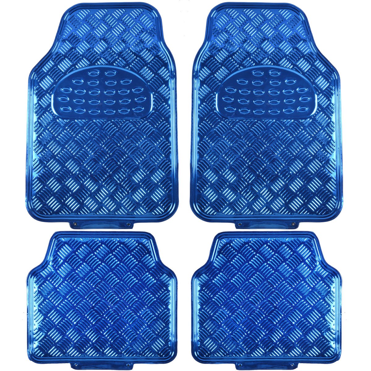 bdk-4-piece-all-weather-universal-fit-floor-mats-metallic-blue-diamond-pattern image 1