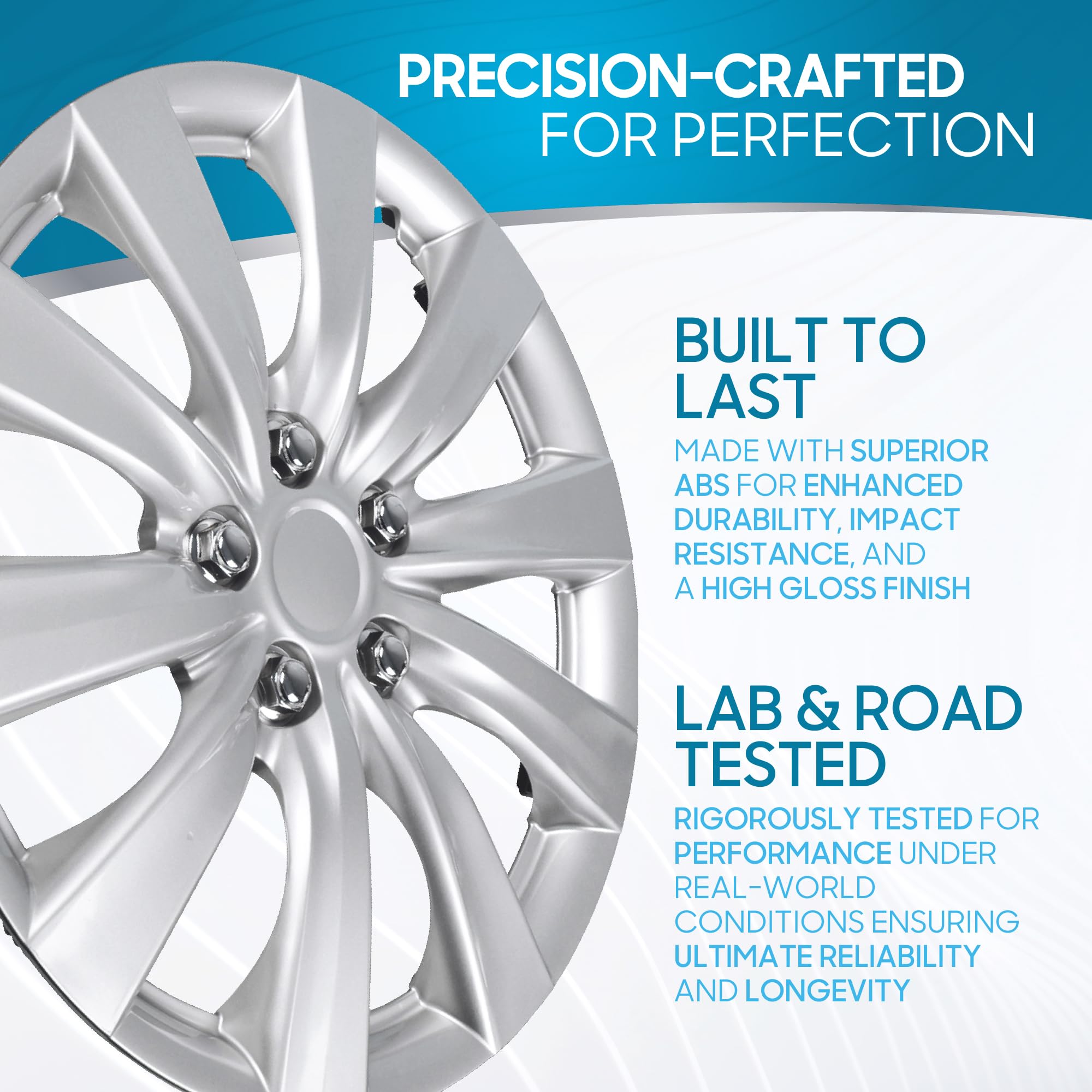 bdk-premium-16-inch-wheel-rim-cover-hubcaps-4-pack-silver-10-spoke-oem-style image 4