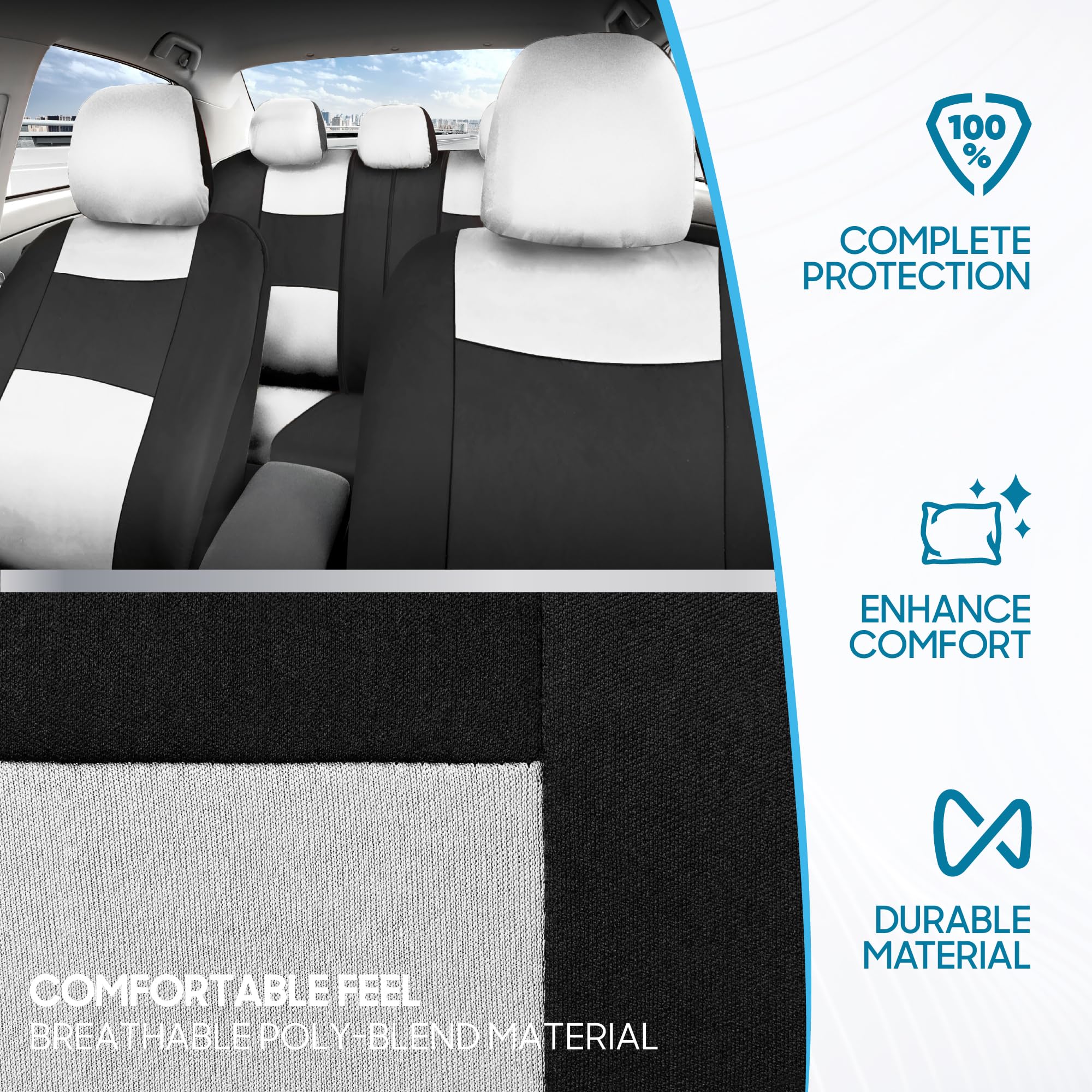 bdk-polypro-car-seat-covers-full-set-white-black-universal-fit-with-airbag-compa image 5