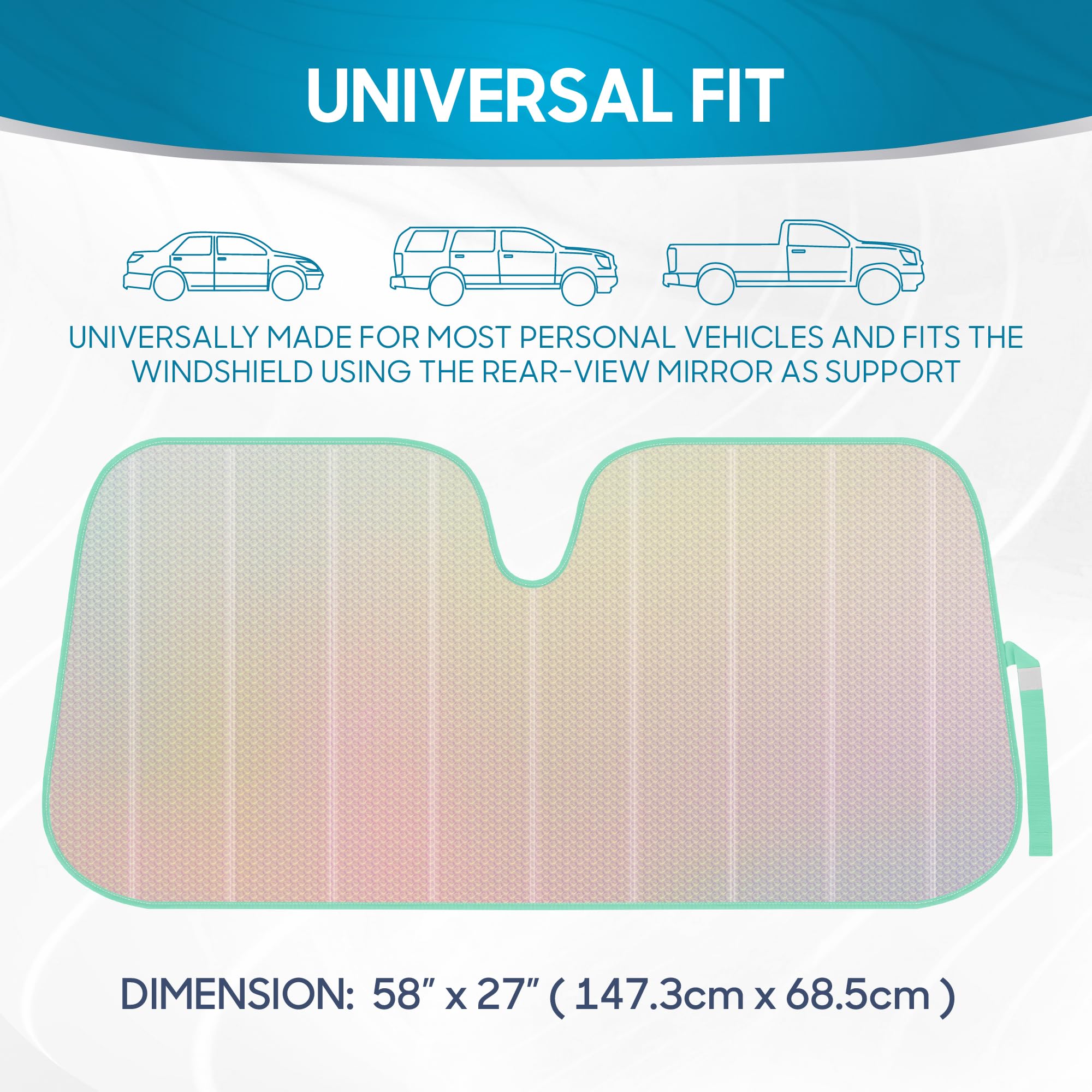bdk-iridescent-matte-white-windshield-sunshade-accordion-folding-uv-protector-fo image 8