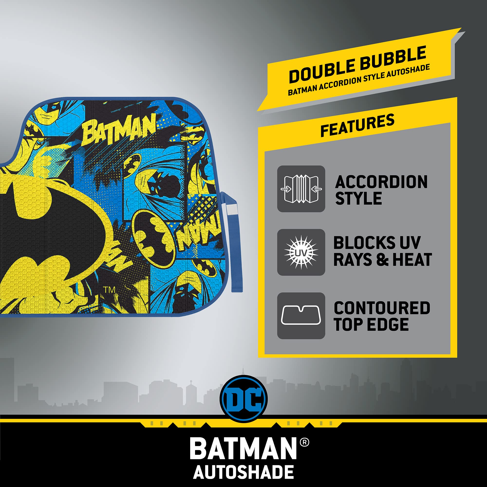 bdk-classic-batman-front-windshield-sun-shade-accordion-folding-58-x-27-inch image 2
