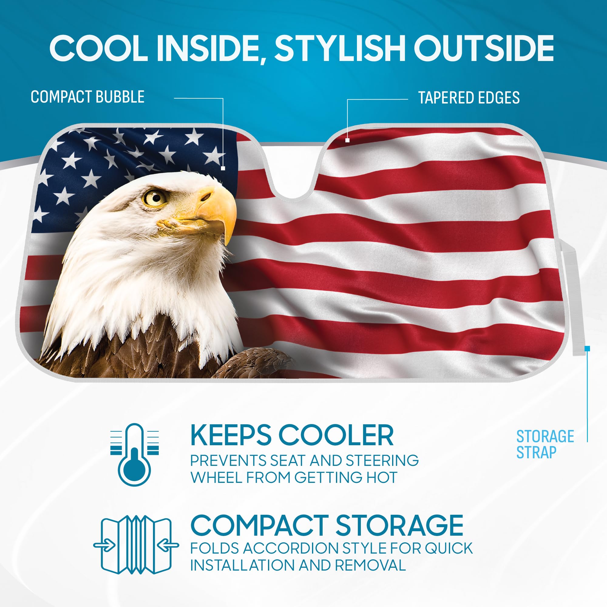 bdk-usa-patriotic-american-flag-sun-visor-for-car-windshield-58x28-inches-accord image 3