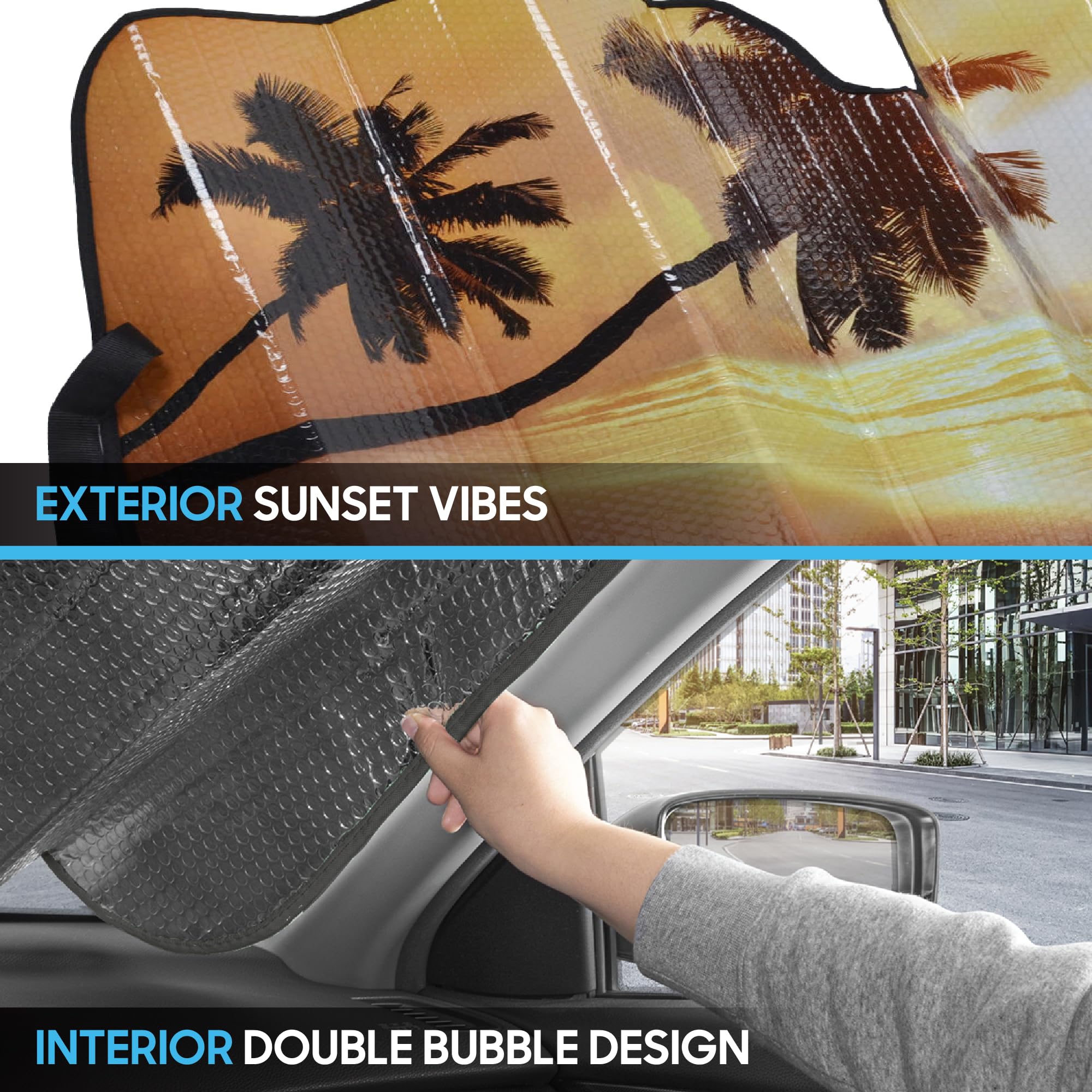 bdk-golden-sunset-beach-front-windshield-sun-shade-accordion-folding-58-x-27-inc image 4