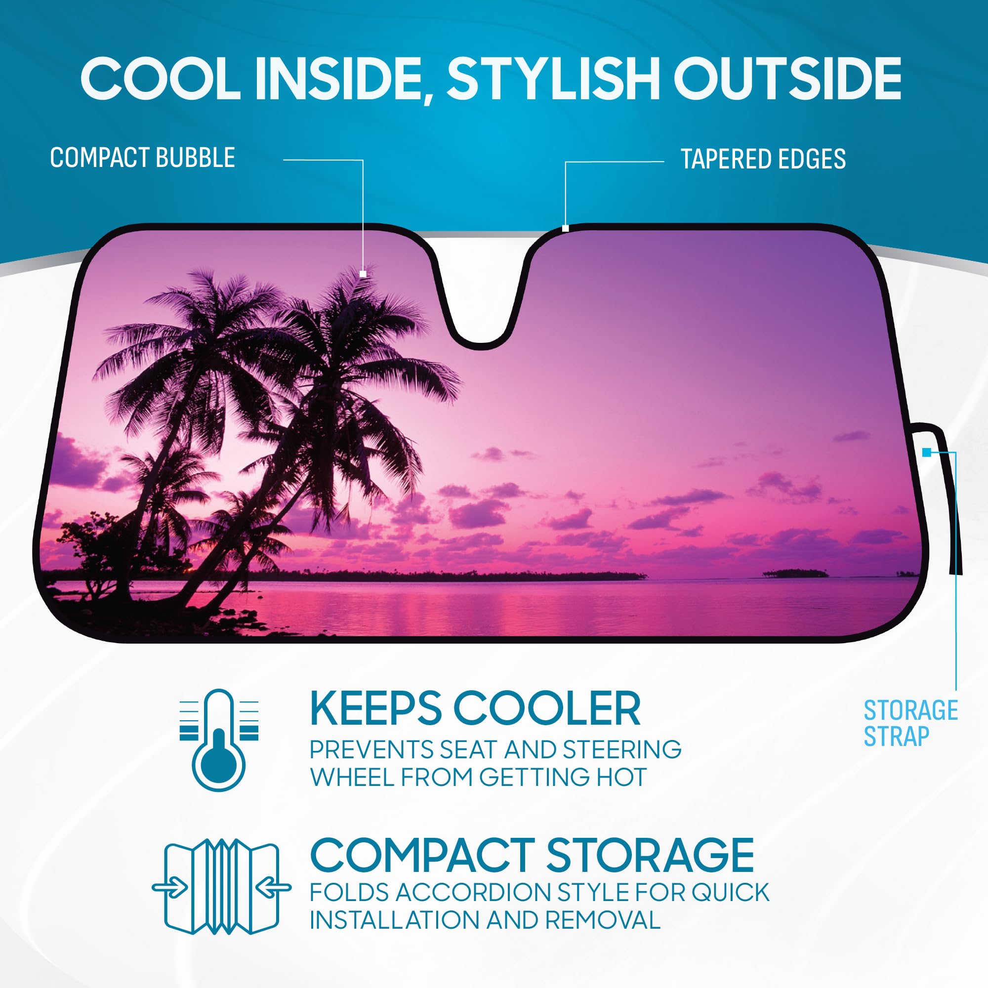 bdk-purple-sunset-beach-accordion-windshield-sun-shade-58x27-inches-uv-protectio image 3