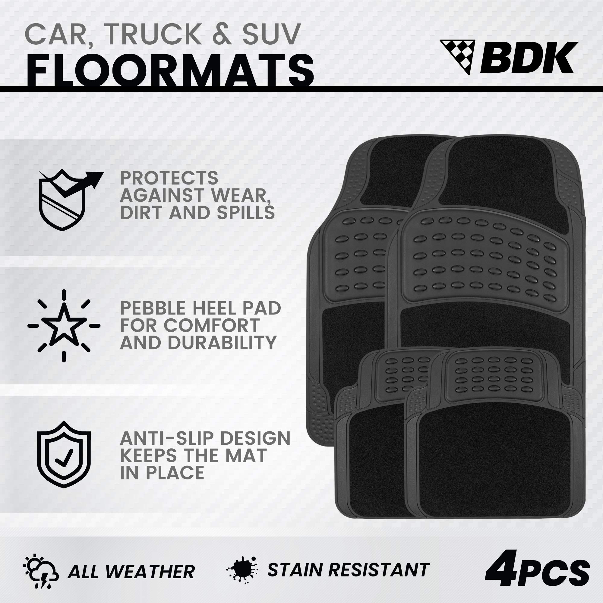 bdk-hybridmat-automotive-rubber-carpet-floor-mats-front-rear-set-black-semi-trim image 2