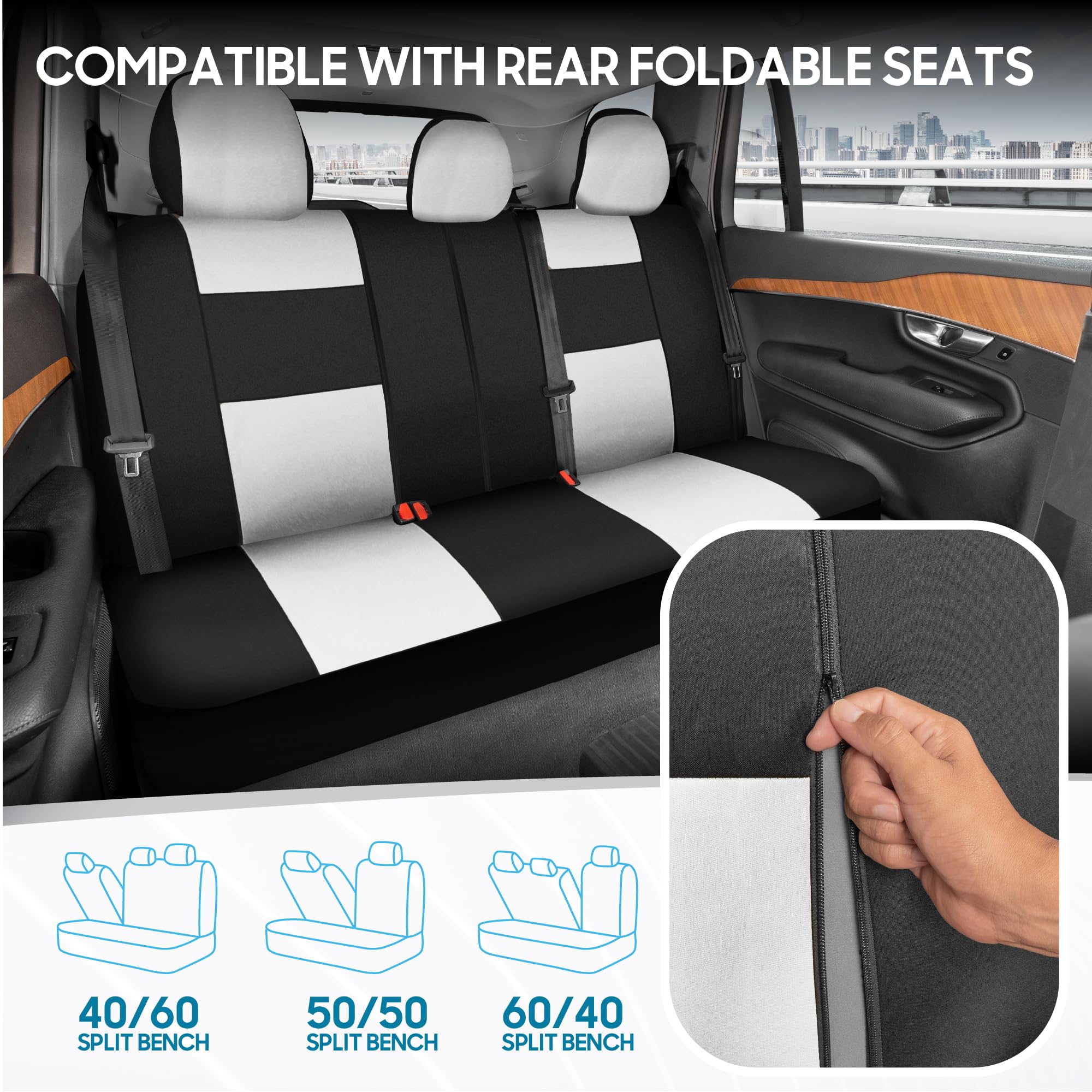 bdk-polypro-car-seat-covers-full-set-white-black-universal-fit-with-airbag-compa image 4