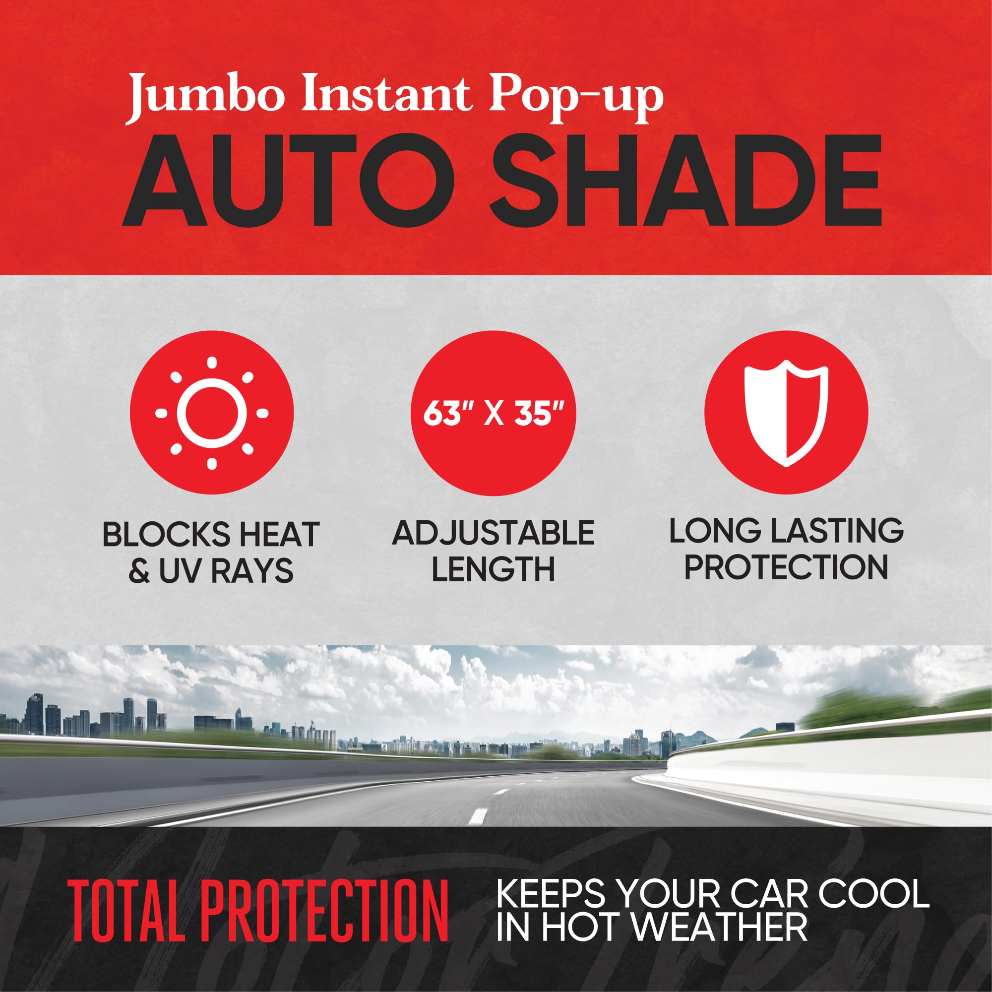 bdk-jumbo-windshield-sun-shade-63-x-35-5-pop-up-reflective-uv-protector-for-car- image 2