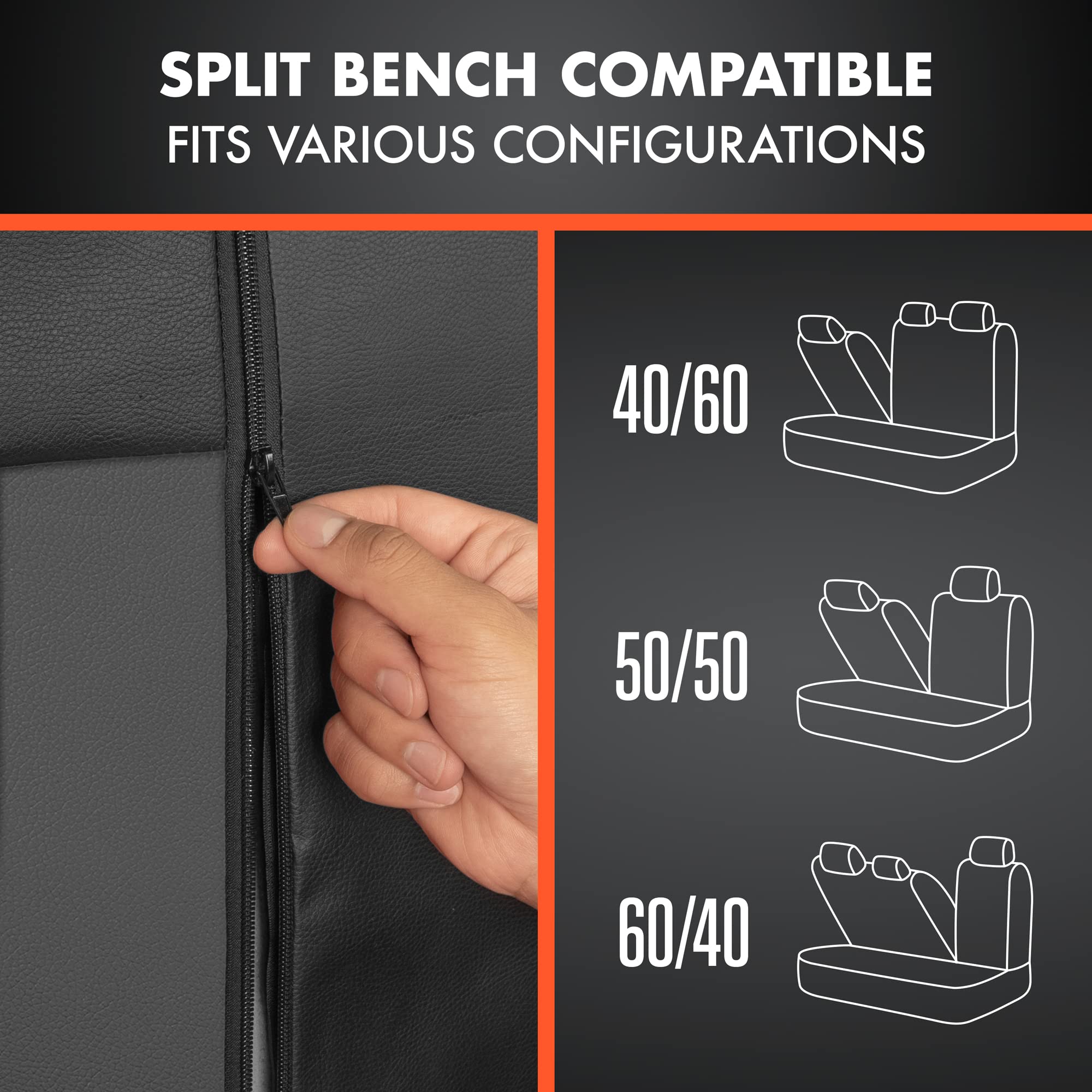 bdk-faux-leather-car-seat-cover-full-set-charcoal-front-rear-split-bench-airbag- image 4