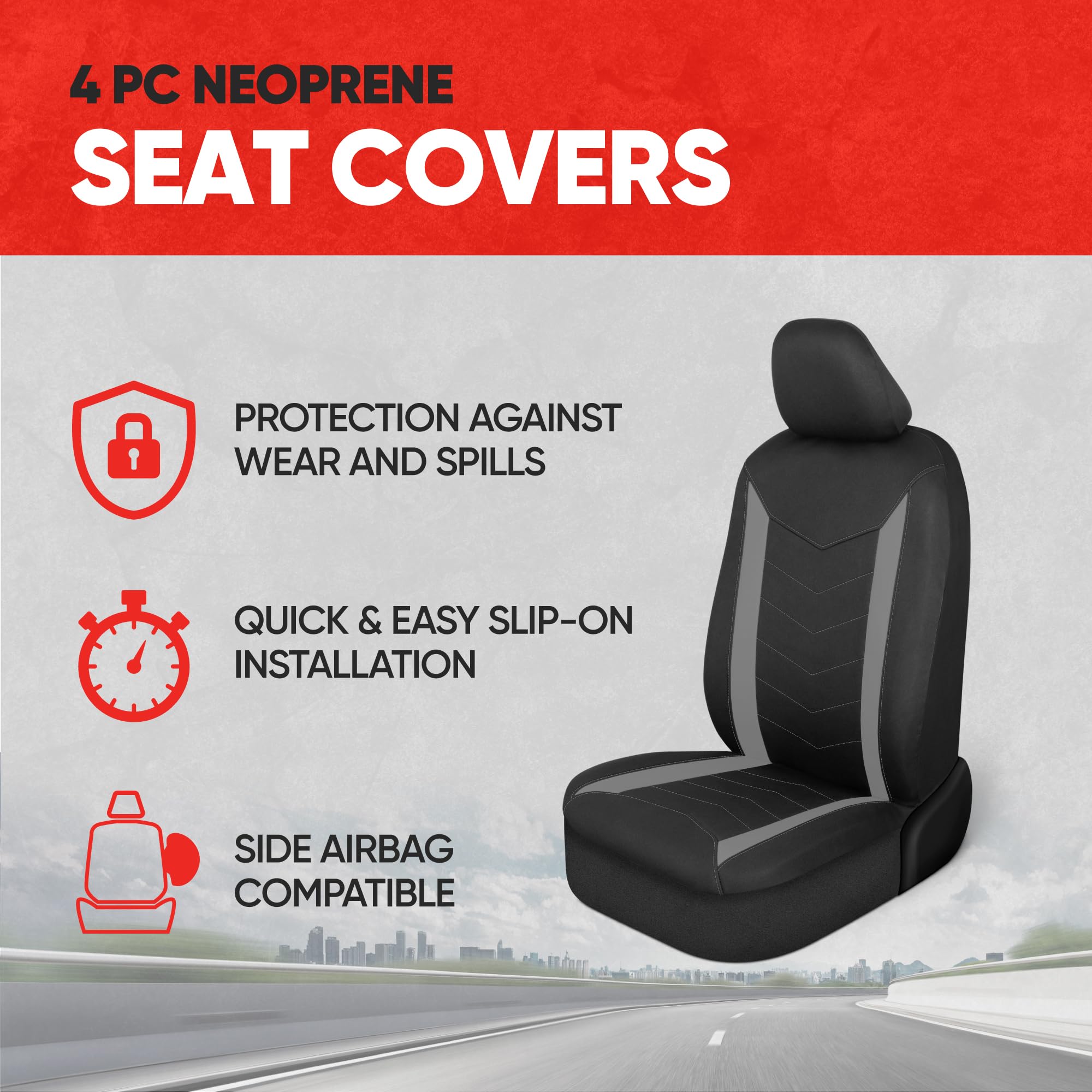 motor-trend-spillguard-waterproof-neoprene-front-seat-covers-gray-airbag-compati image 2
