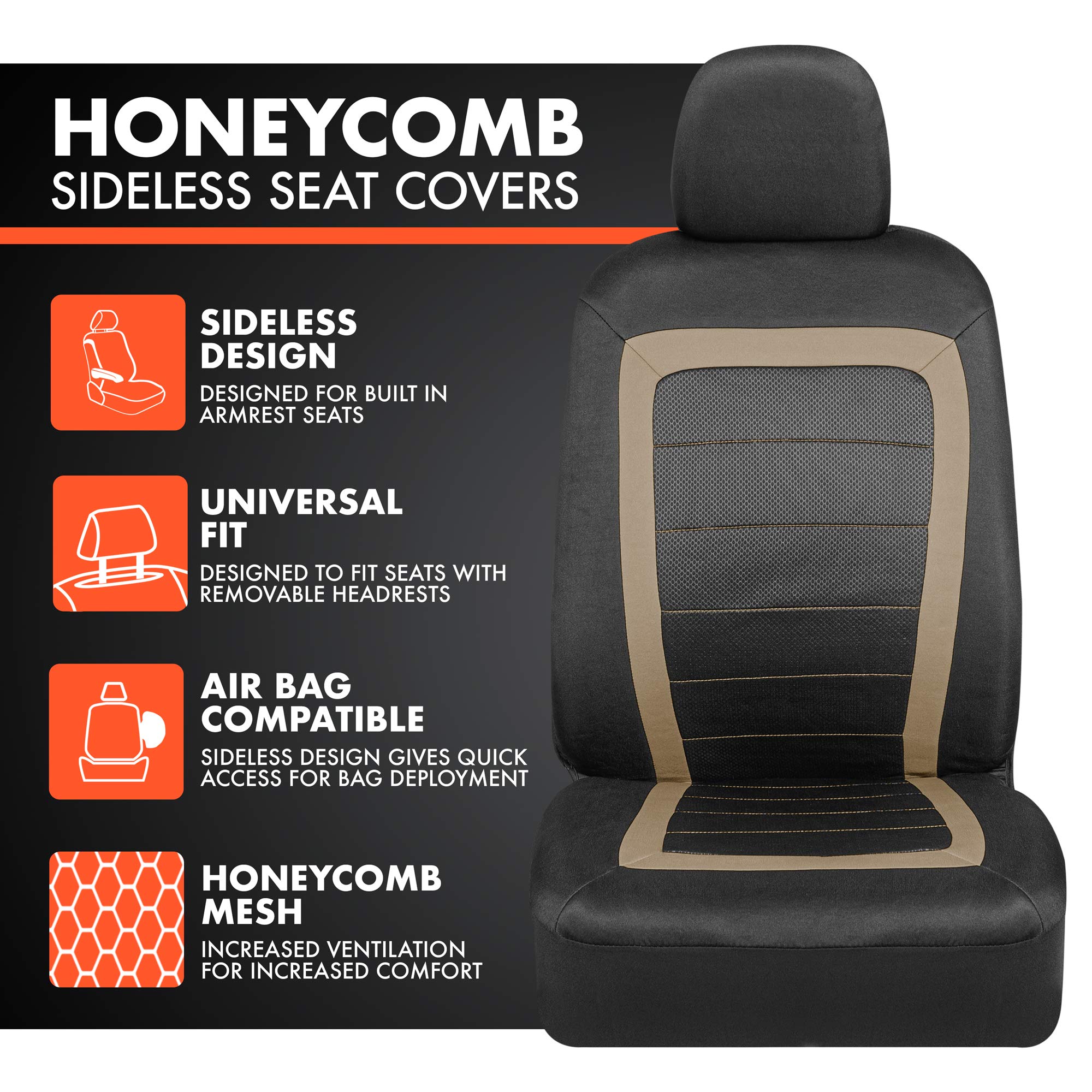 bdk-carxs-freshmesh-car-seat-covers-for-front-seats-beige-mesh-with-sideless-des image 2