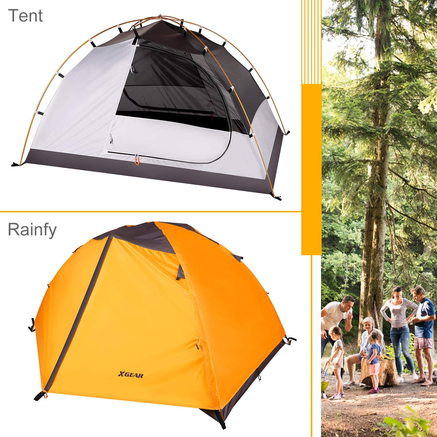 leader-accessories-backpacking-tent-2-person-lightweight-waterproof-orange image 2