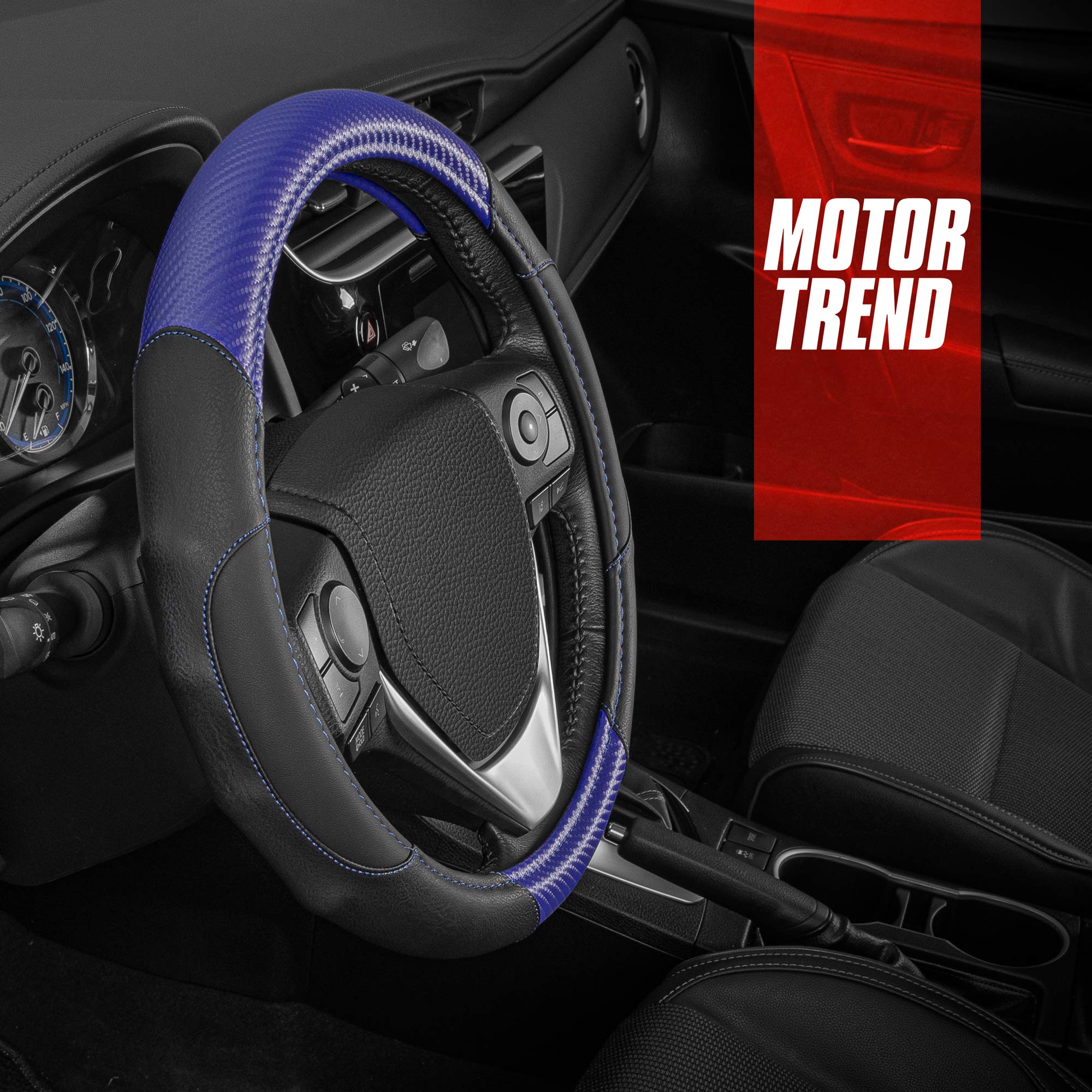 bdk-gripdrive-carbon-fiber-steering-wheel-cover-sporty-faux-leather-fits-15-inch image 6