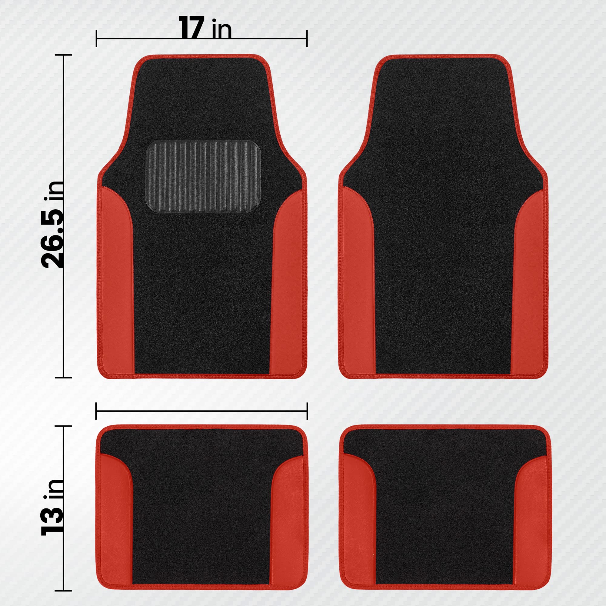 bdk-two-tone-carpet-car-floor-mats-with-faux-leather-accents-and-built-in-heel-p image 7