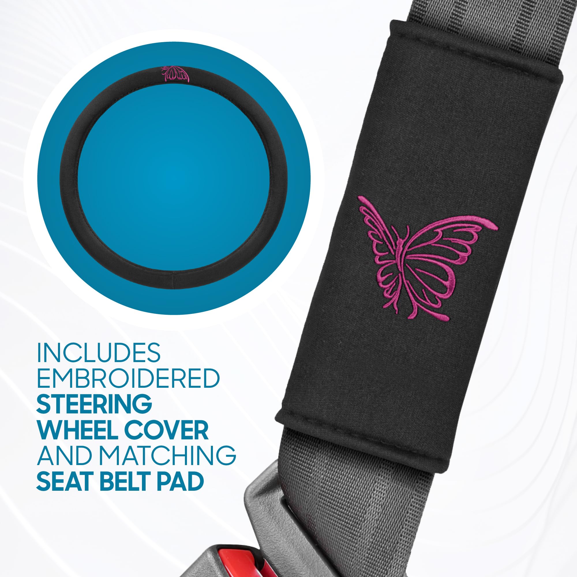 bdk-pink-butterfly-print-car-seat-covers-full-set-with-steering-wheel-cover-seat image 7