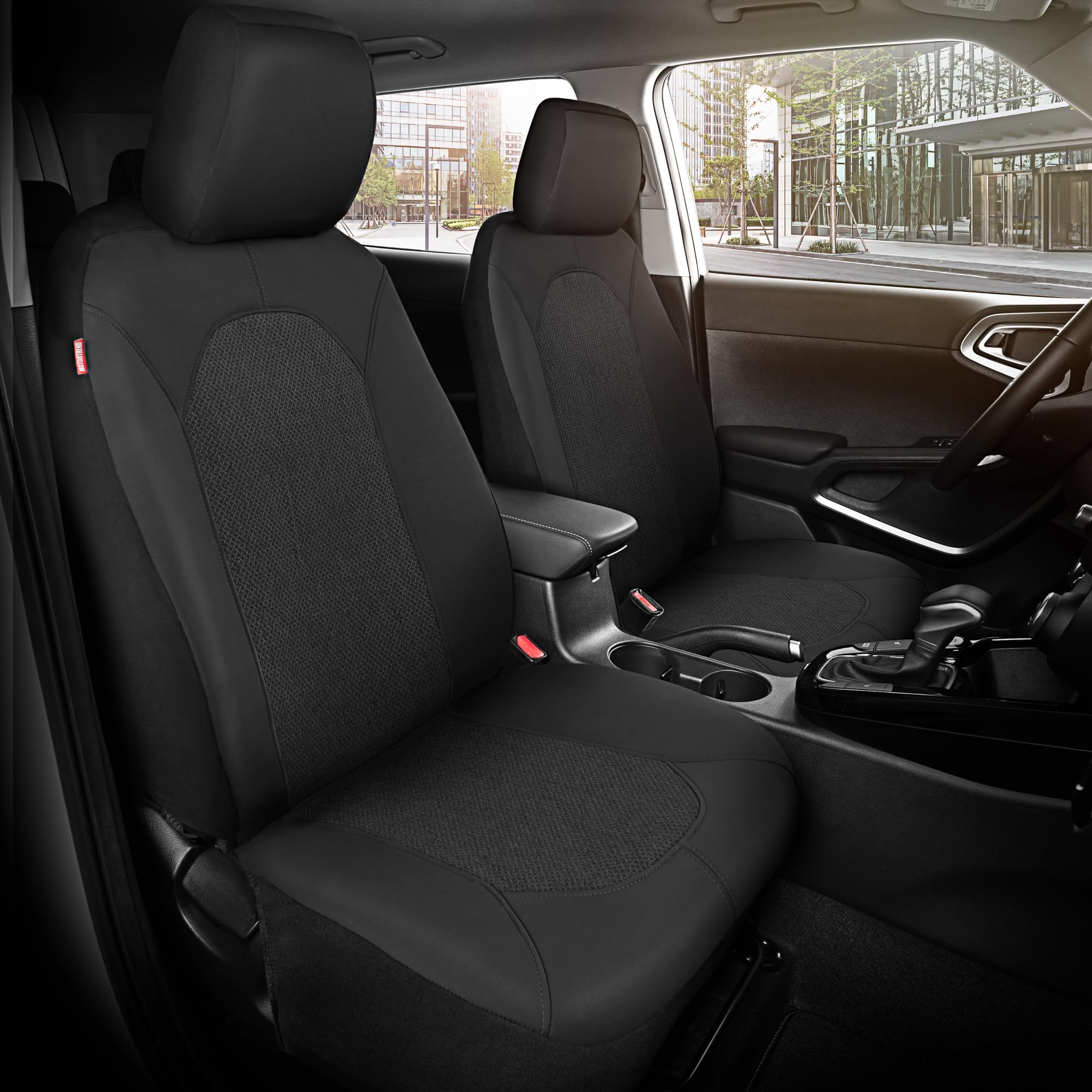 motor-trend-black-neoprene-car-seat-covers-for-2-front-seats-waterproof-spill-pr image 2