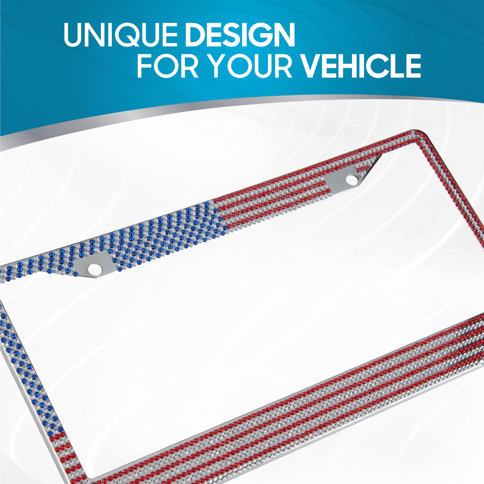 bdk-usa-flag-rhinestone-license-plate-frame-heavy-duty-rust-proof-stainless-stee image 2