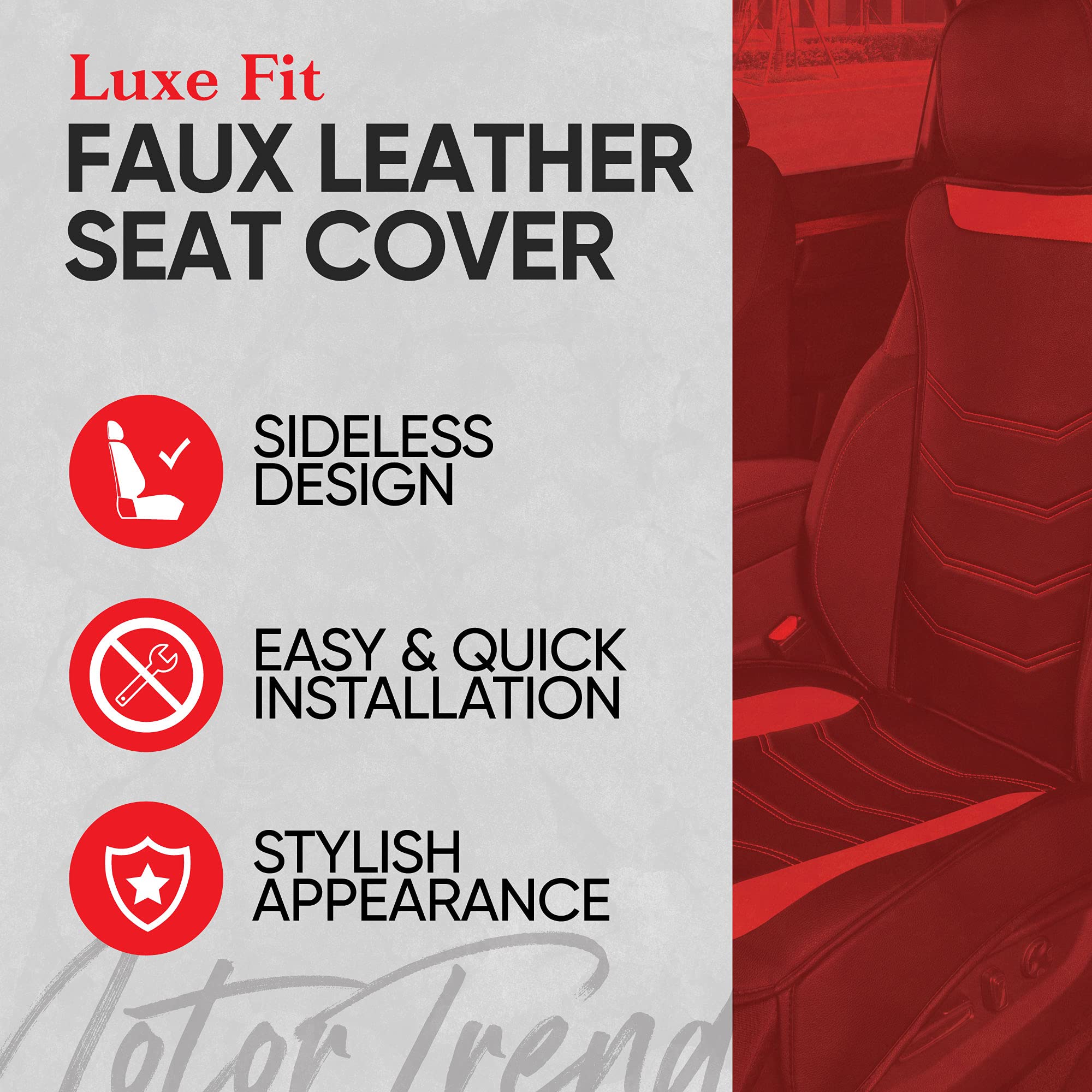 motor-trend-luxefit-beige-faux-leather-seat-cover-1-piece-universal-fit-padded-c image 2