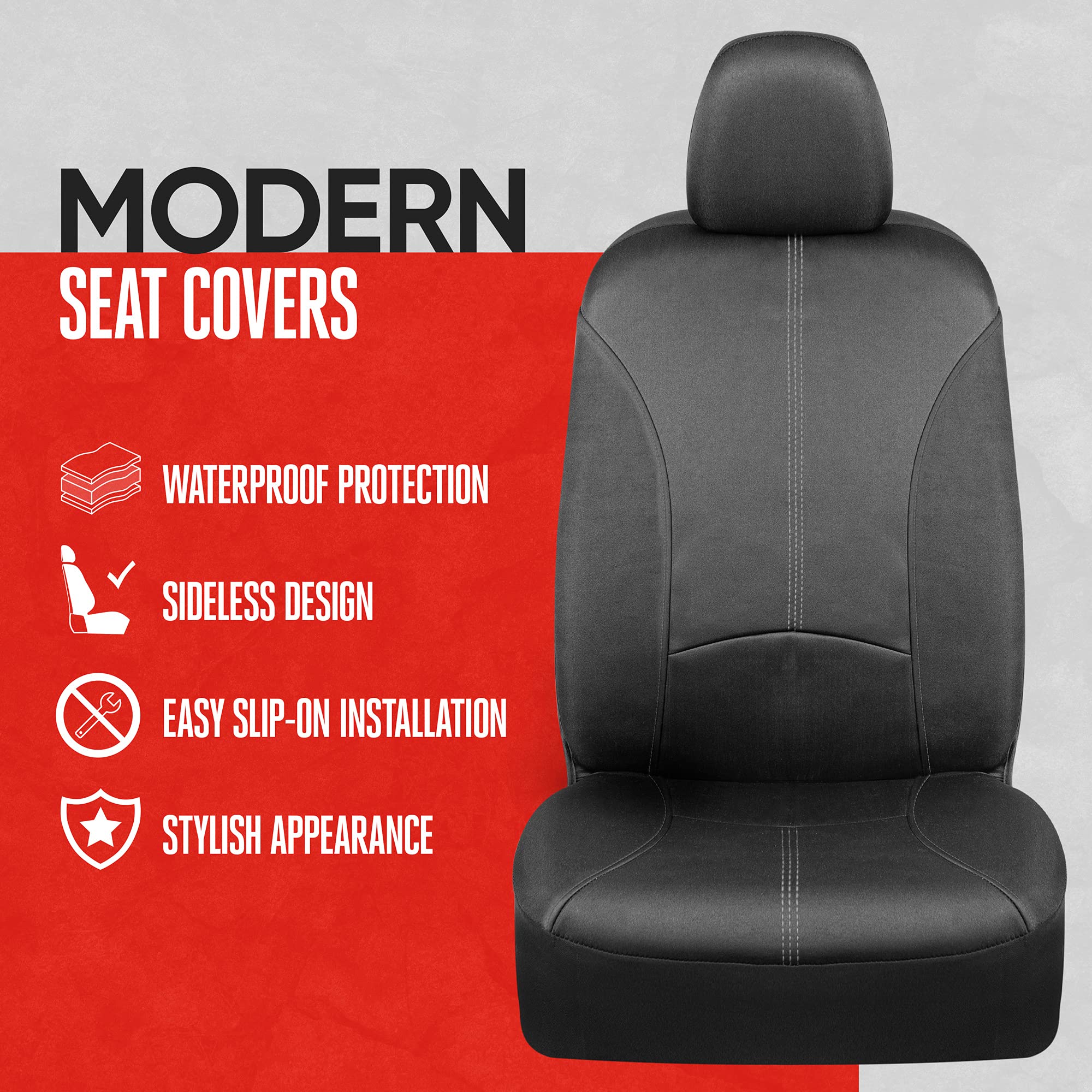 motor-trend-spillguard-waterproof-neoprene-front-seat-covers-gray-stitching-univ image 2