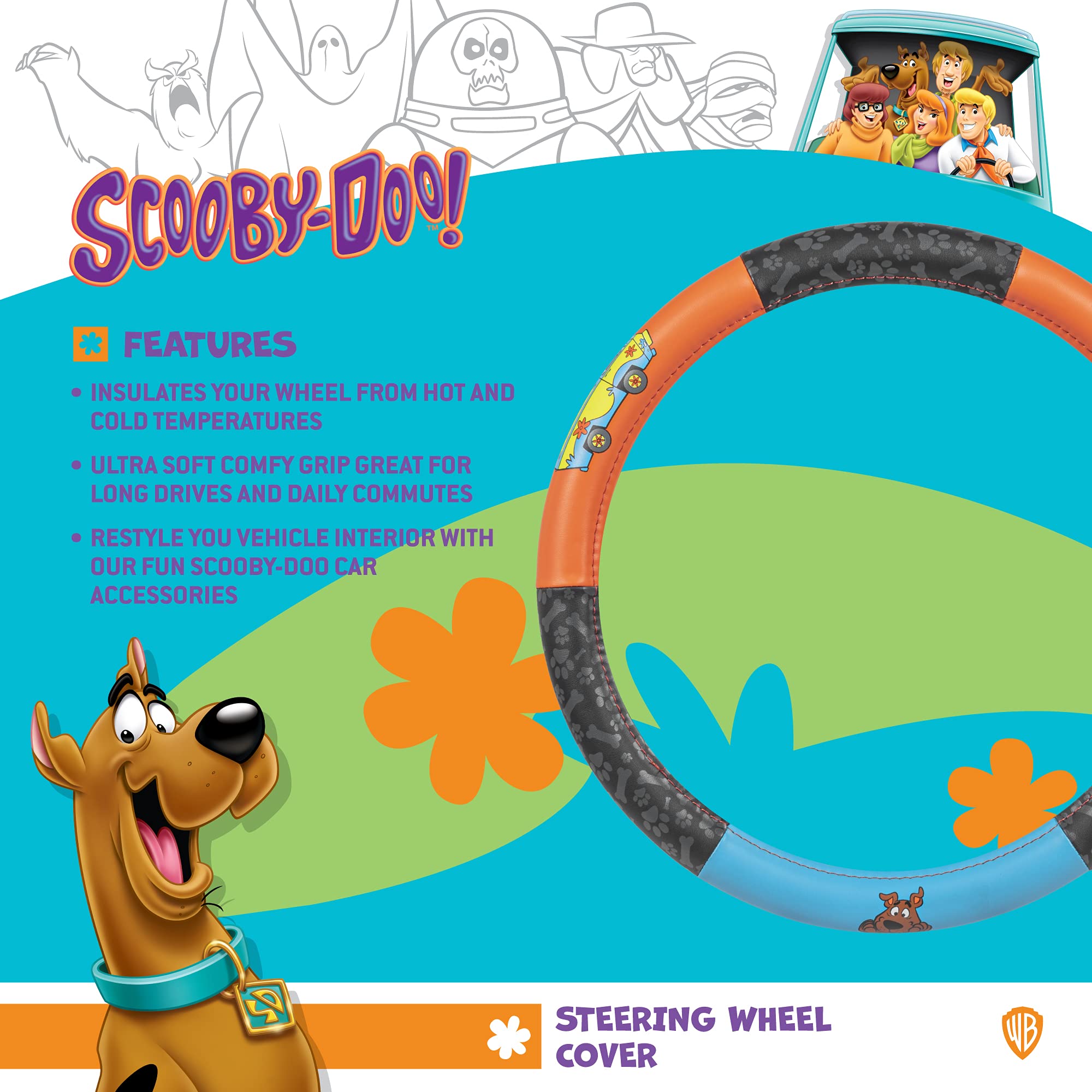 bdk-warner-bros-scooby-doo-mystery-machine-15-standard-size-car-steering-wheel-c image 2