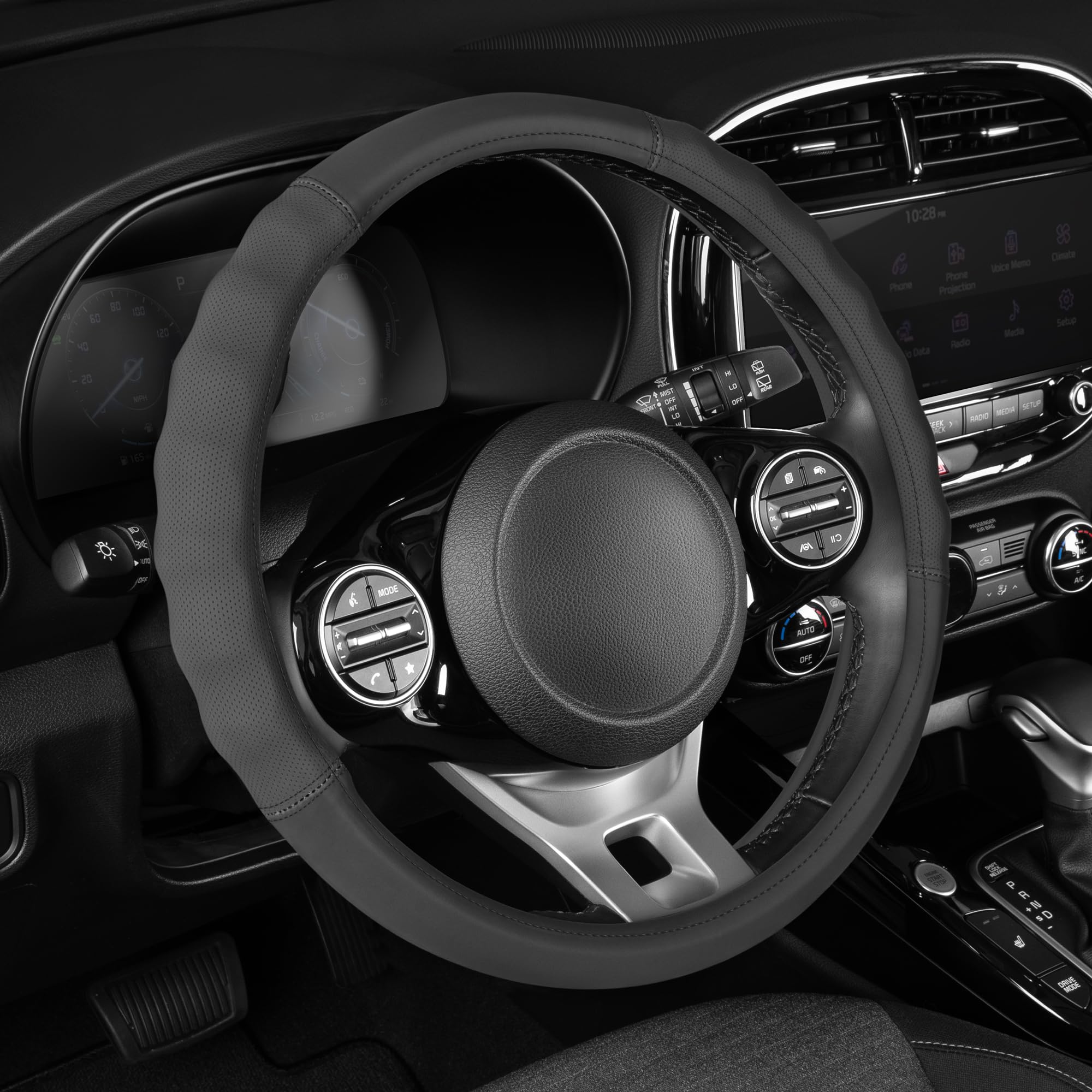 motor-trend-faux-leather-steering-wheel-cover-standard-15-inch-comfort-grip-soli image 2
