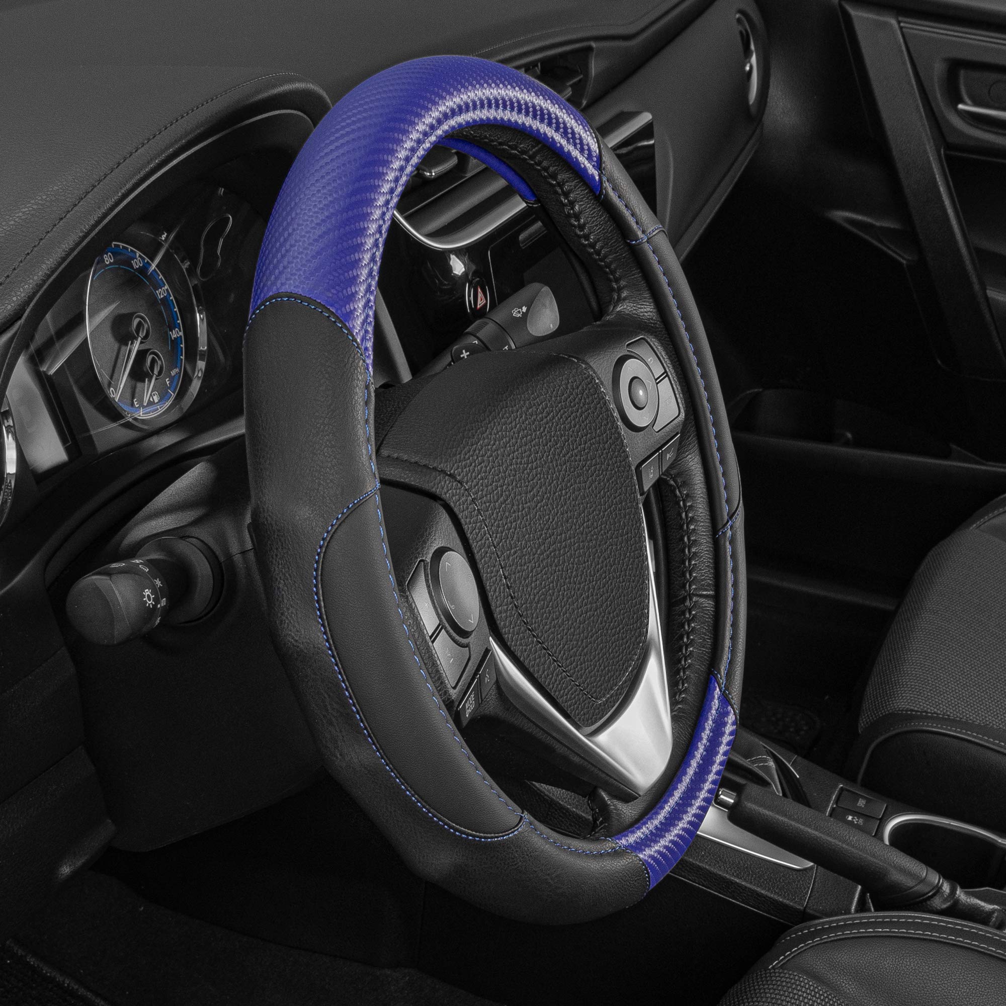bdk-gripdrive-carbon-fiber-steering-wheel-cover-sporty-faux-leather-fits-15-inch image 4