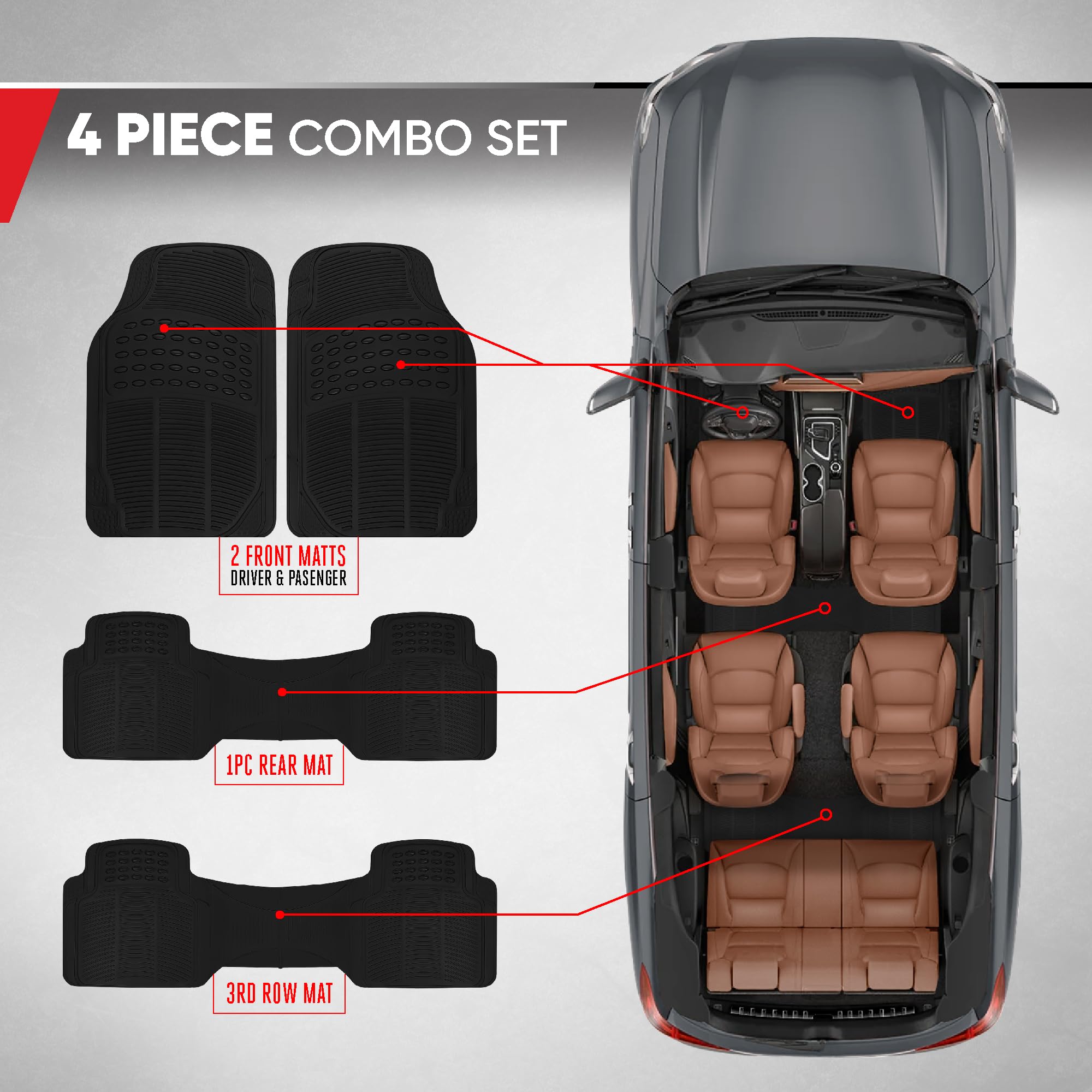 bdk-proliner-original-heavy-duty-4-piece-rubber-floor-mats-front-rear-3rd-row-un image 4