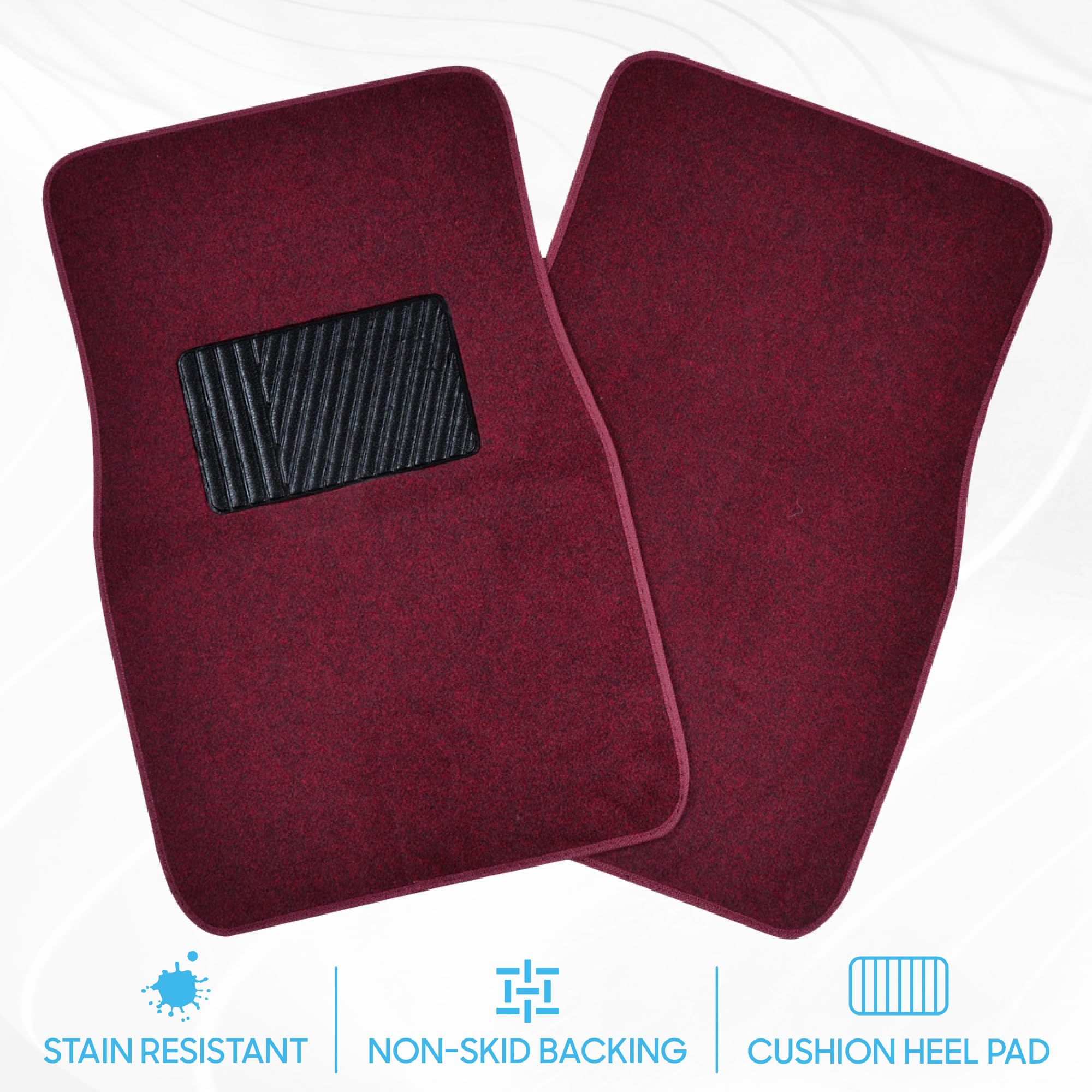 bdk-mt-100-burgundy-red-carpeted-4-piece-universal-fit-car-floor-mats-with-vinyl image 3