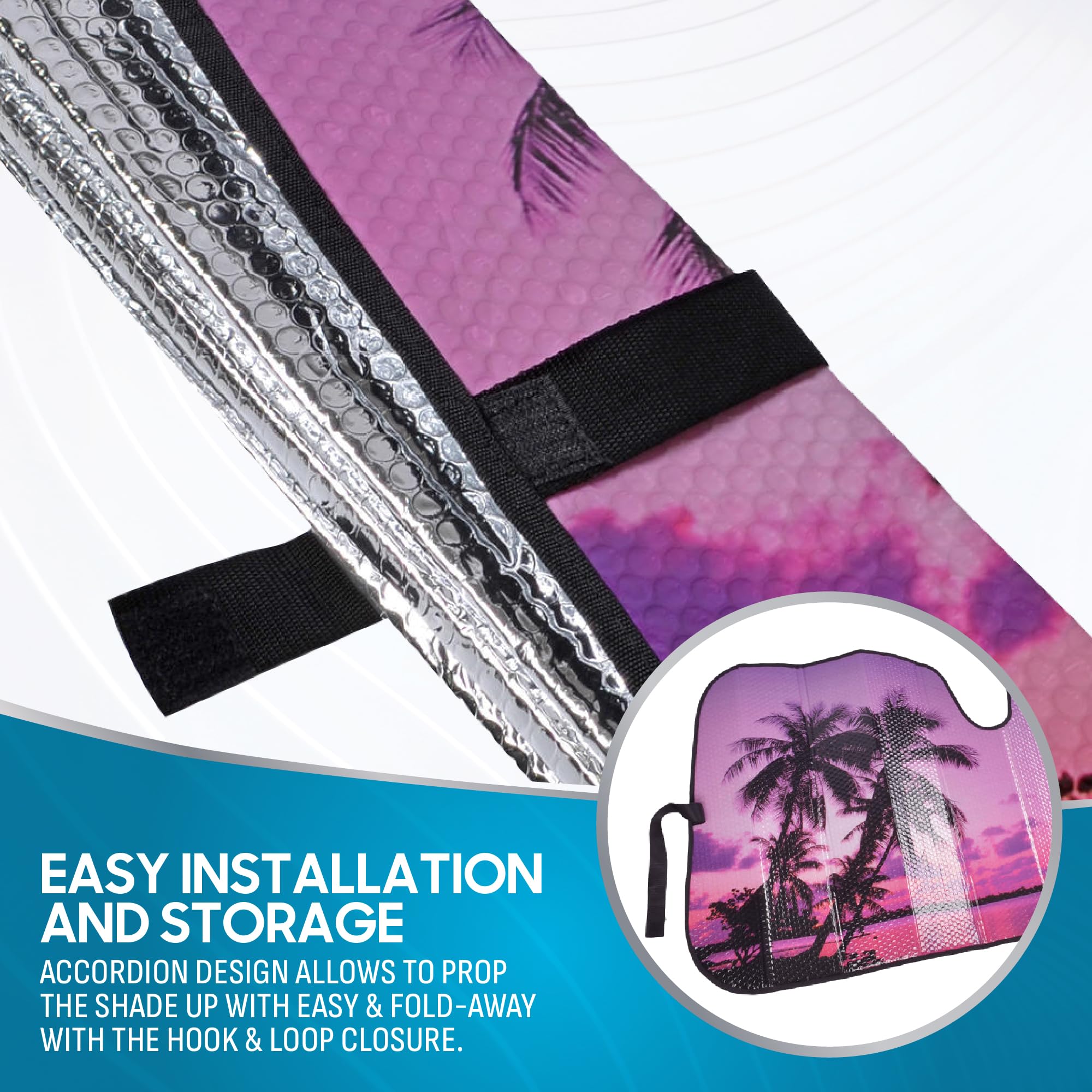 bdk-purple-sunset-beach-accordion-windshield-sun-shade-58x27-inches-uv-protectio image 6