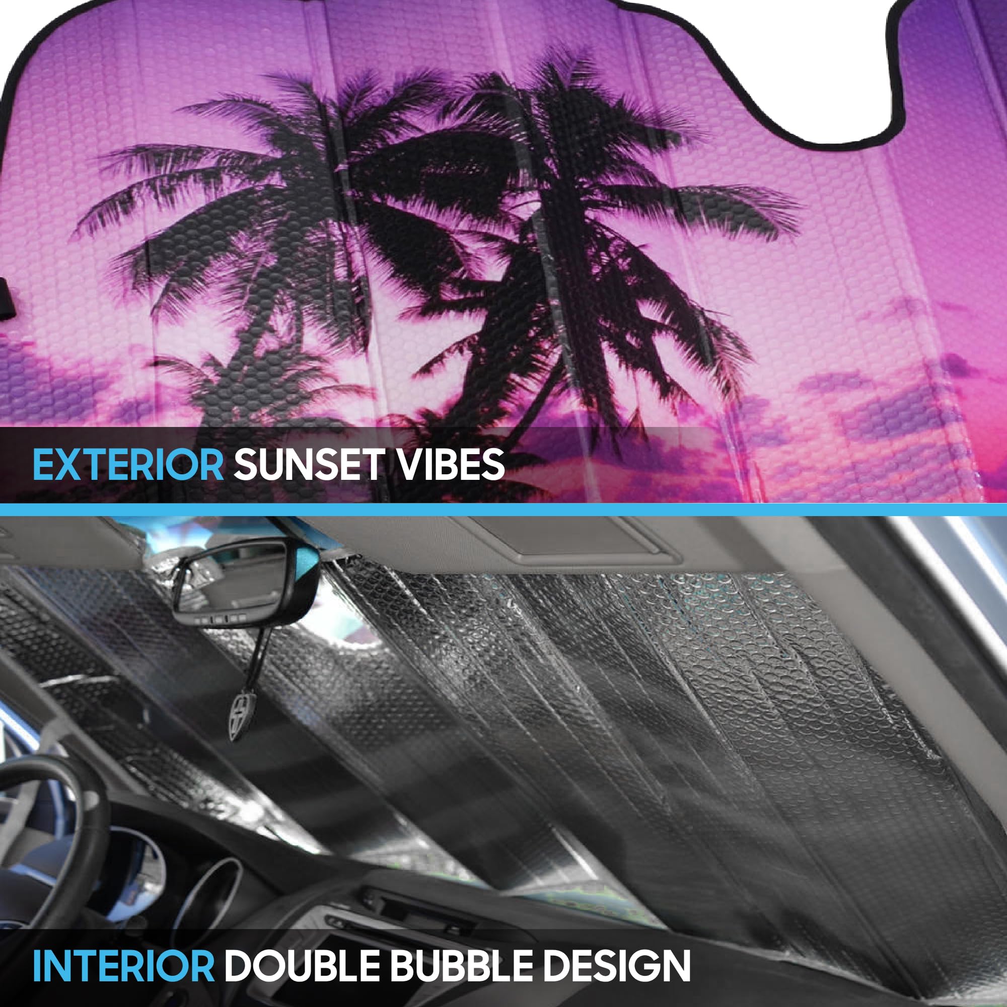 bdk-purple-sunset-beach-accordion-windshield-sun-shade-58x27-inches-uv-protectio image 4