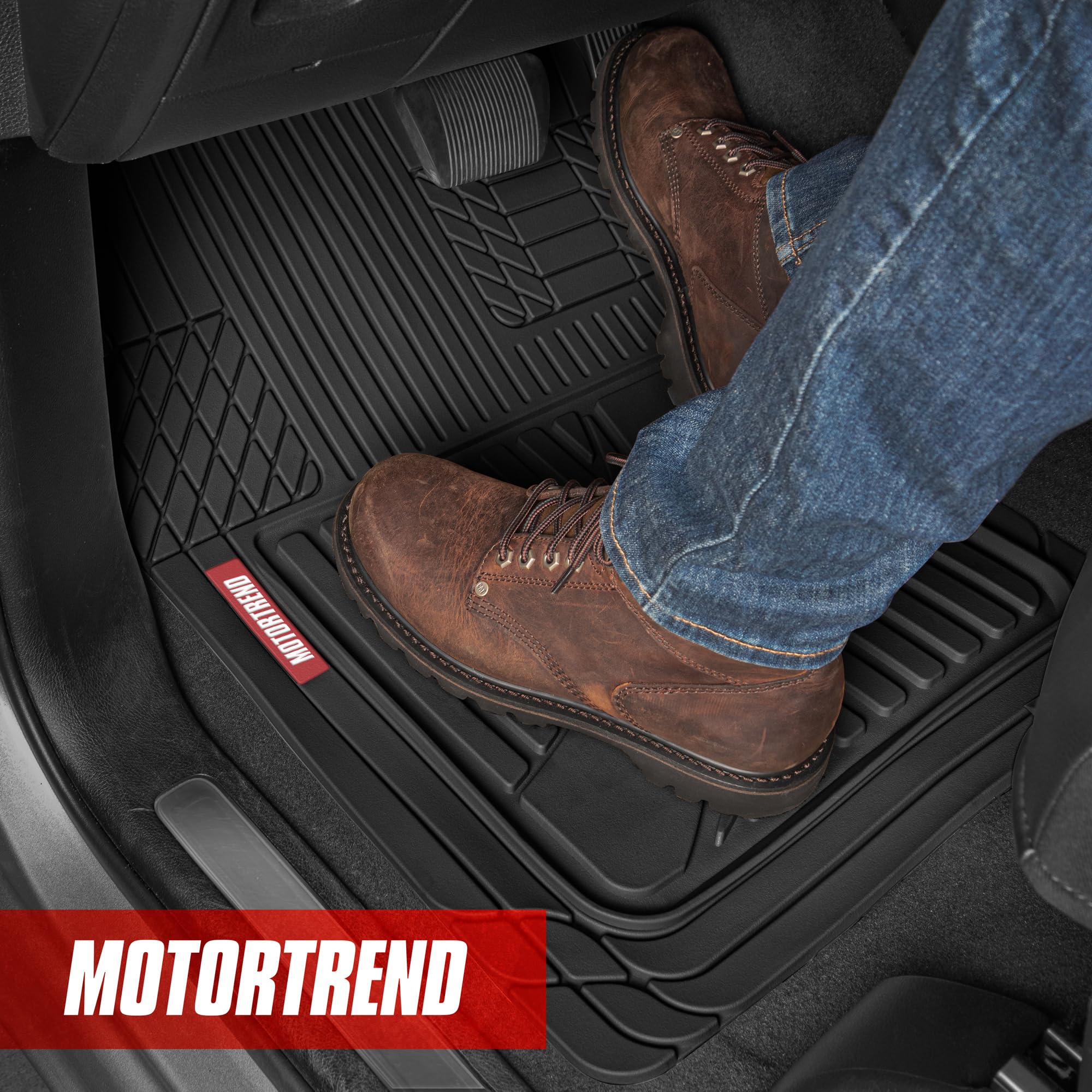 motor-trend-flextough-advanced-black-rubber-car-floor-mats-heavy-duty-trim-to-fi image 3