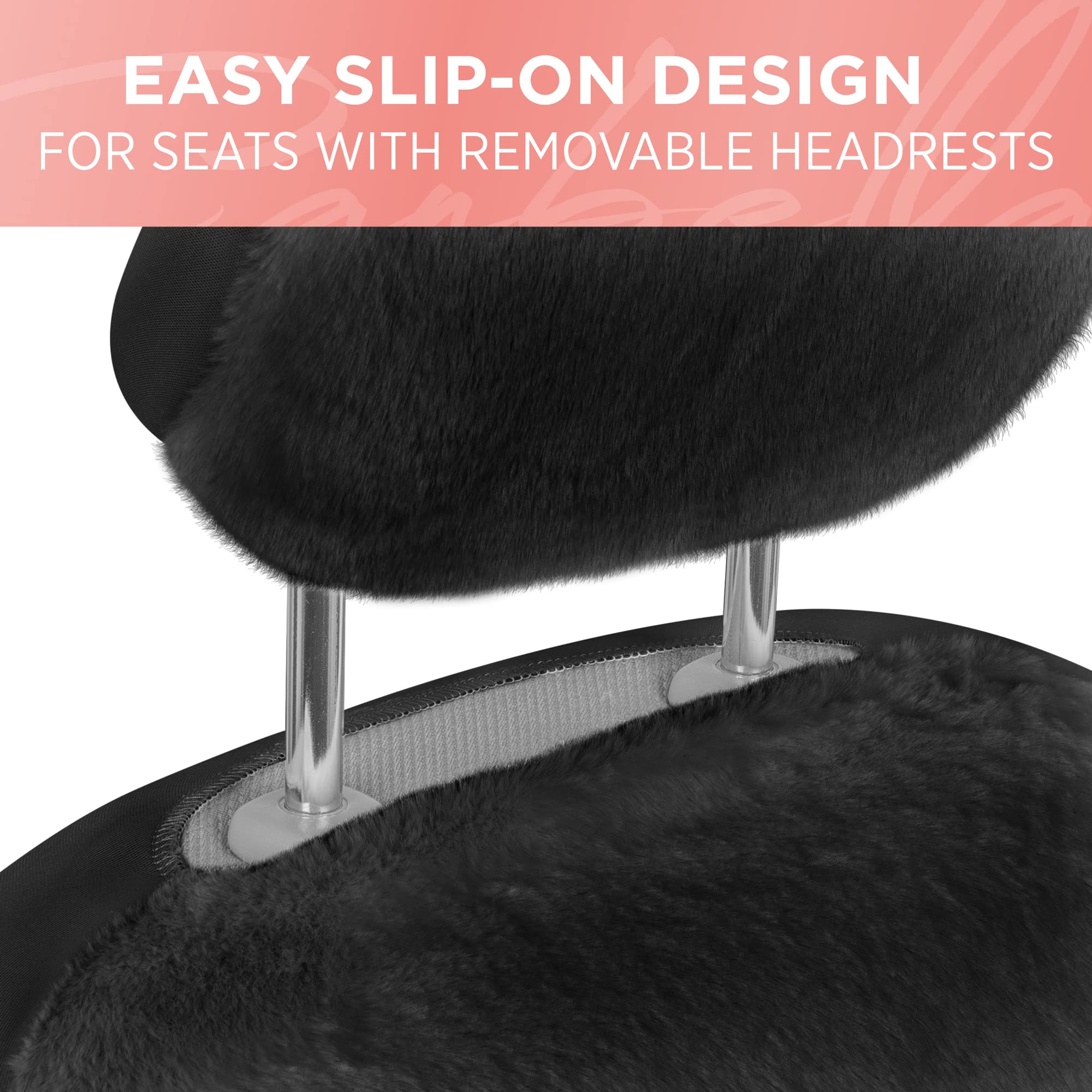 bdk-carbella-sheepskin-faux-fur-car-seat-covers-2-pack-front-seats-black image 5