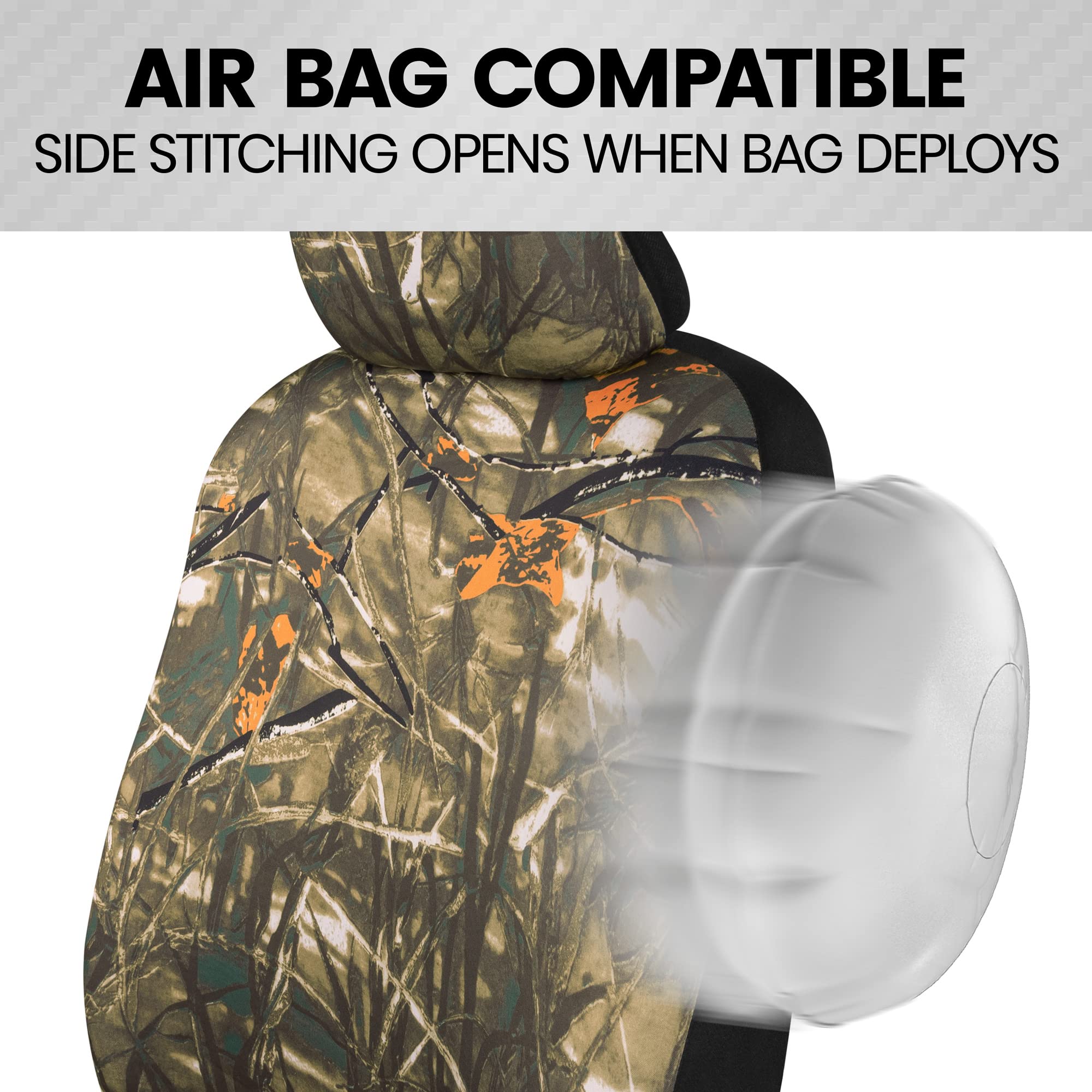 bdk-hunter-camo-car-seat-covers-full-set-with-steering-wheel-cover-and-seat-belt image 6