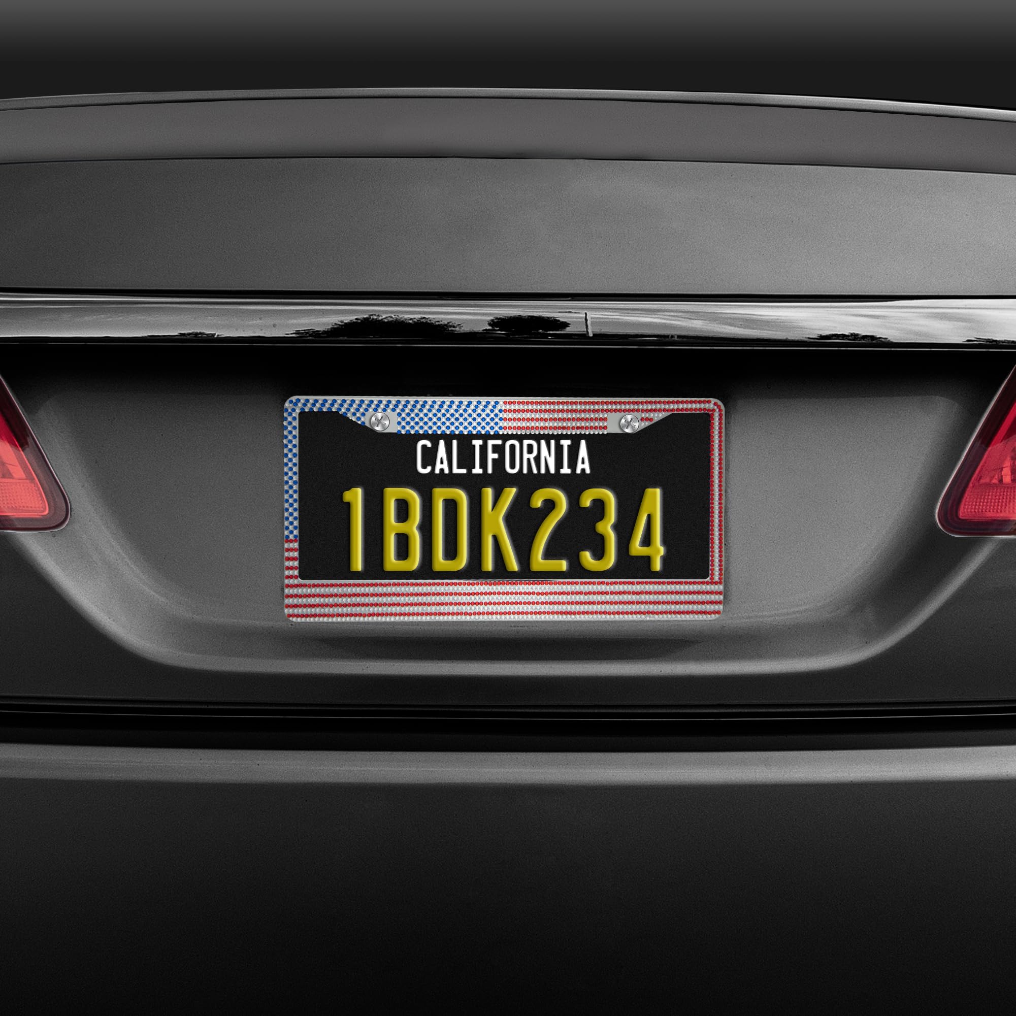 bdk-usa-flag-rhinestone-license-plate-frame-heavy-duty-rust-proof-stainless-stee image 6