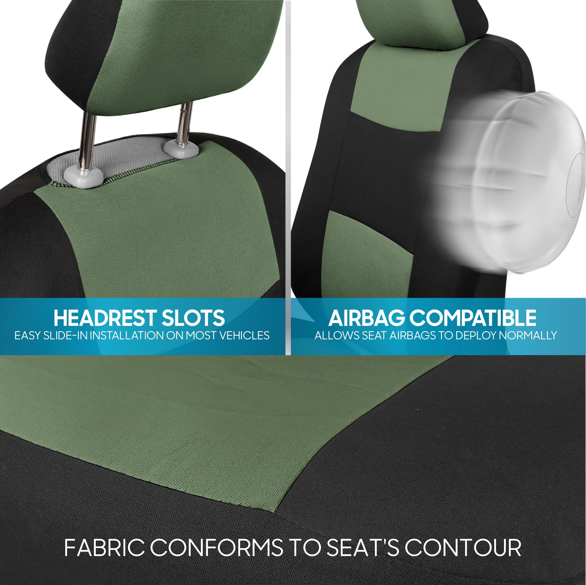 bdk-polypro-full-set-car-seat-covers-front-rear-black-green image 8