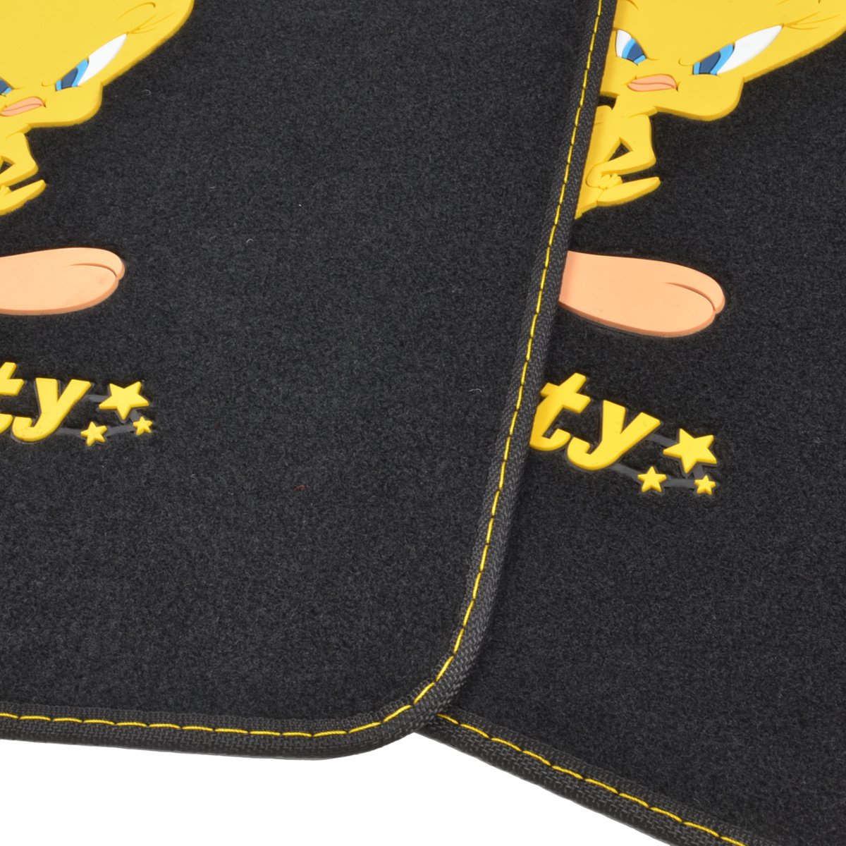 bdk-universal-fit-plush-carpet-floor-mats-4-piece-set-tweety-bird-attitude-desig image 5