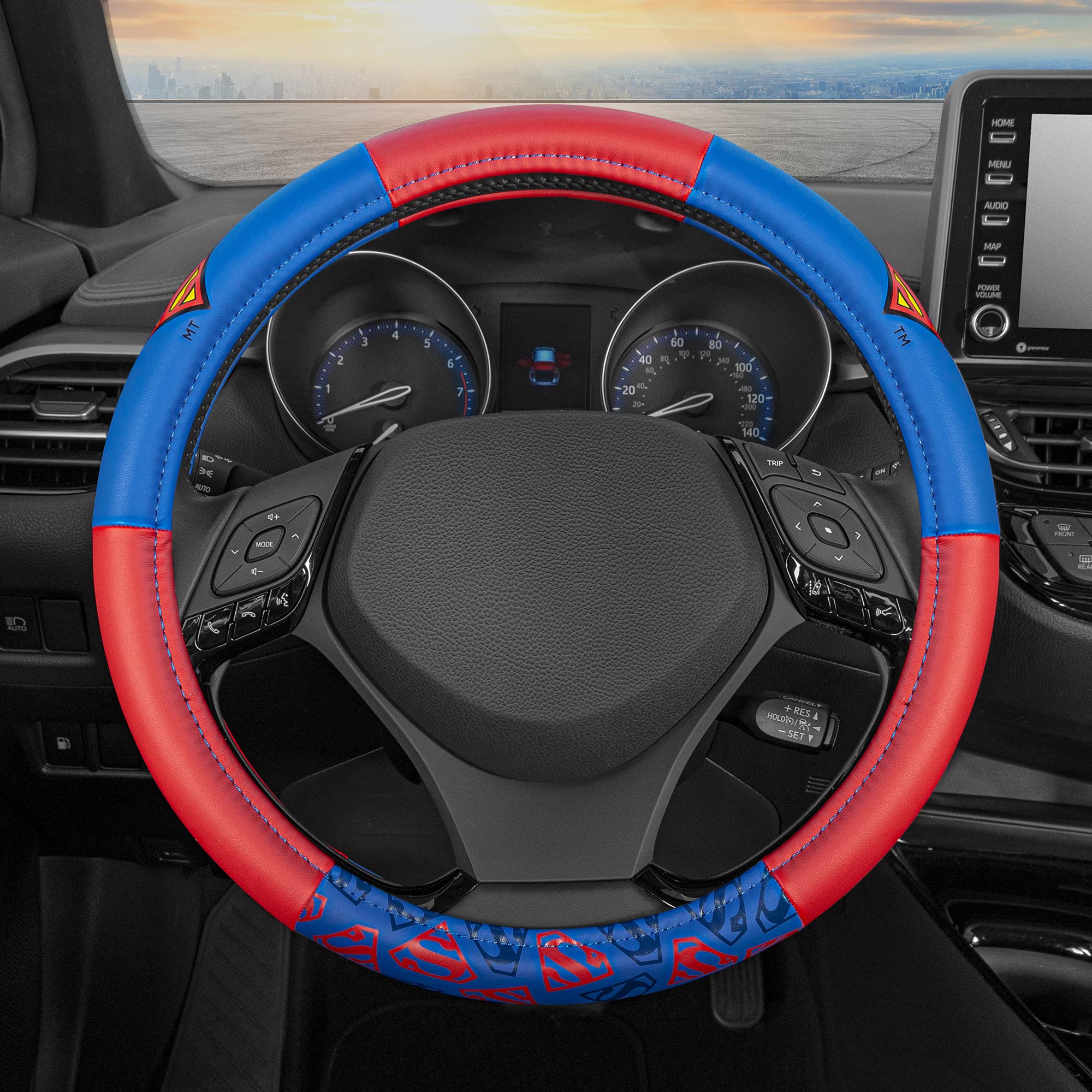 bdk-warner-bros-dc-comics-superman-steering-wheel-cover-ergonomic-grip-universal image 4