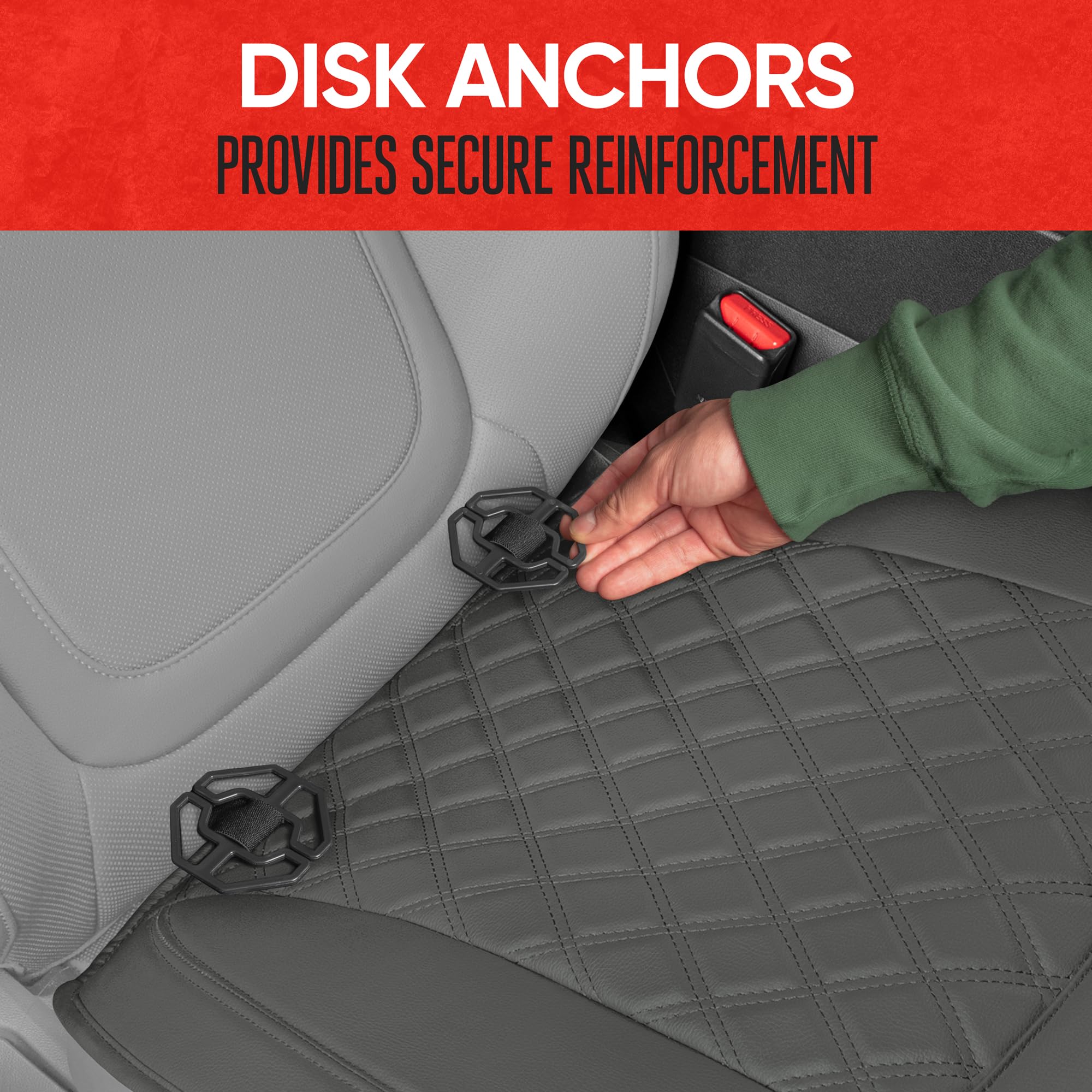 motor-trend-diamond-stitched-faux-leather-seat-covers-2-pack-front-seats-gray-wi image 7