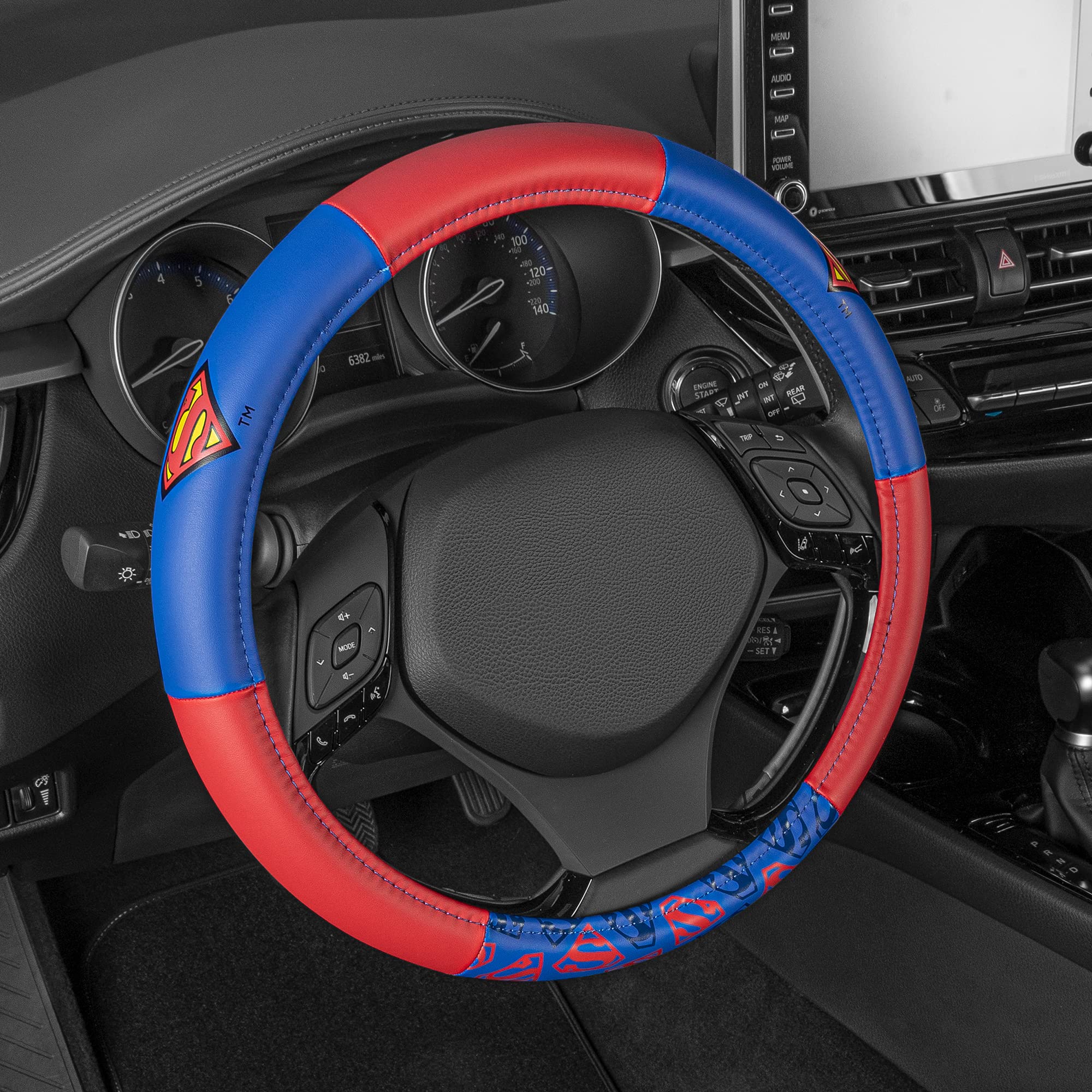 bdk-warner-bros-dc-comics-superman-steering-wheel-cover-ergonomic-grip-universal image 1