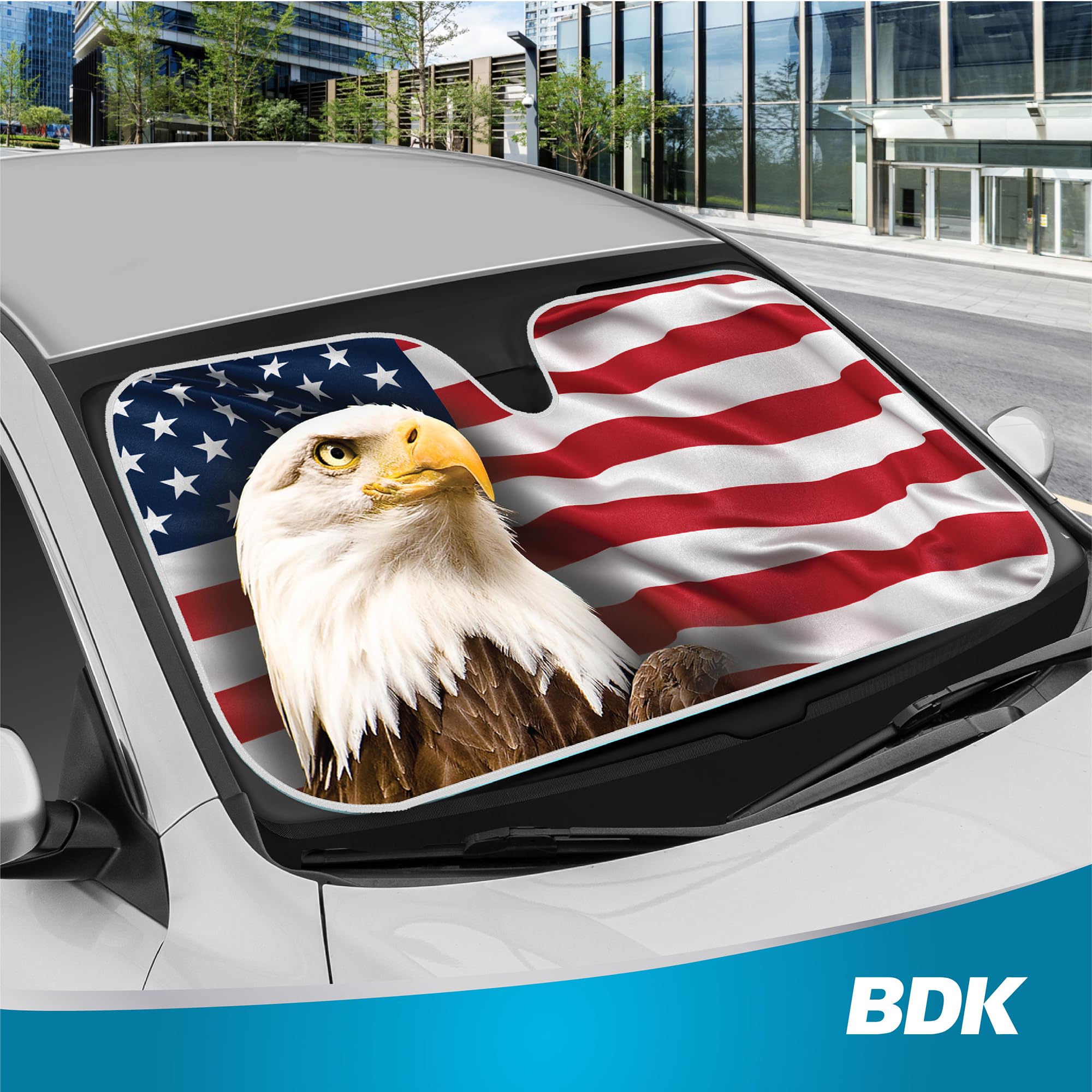 bdk-usa-patriotic-eagle-american-flag-windshield-sun-shade-58-x-28-accordion-fol image 7