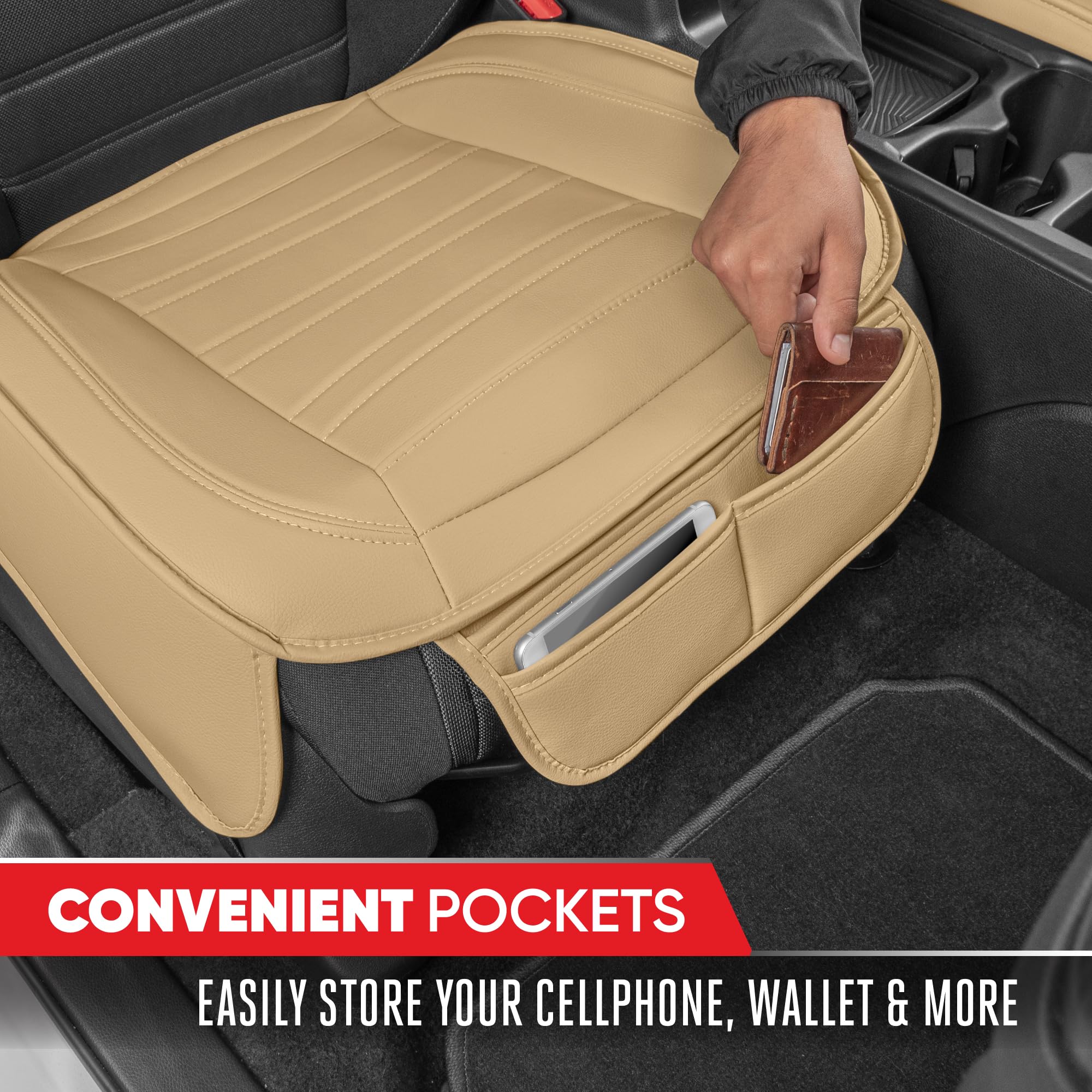 motor-trend-faux-leather-car-seat-cover-front-bottom-seat-cushion-cover-classic- image 3