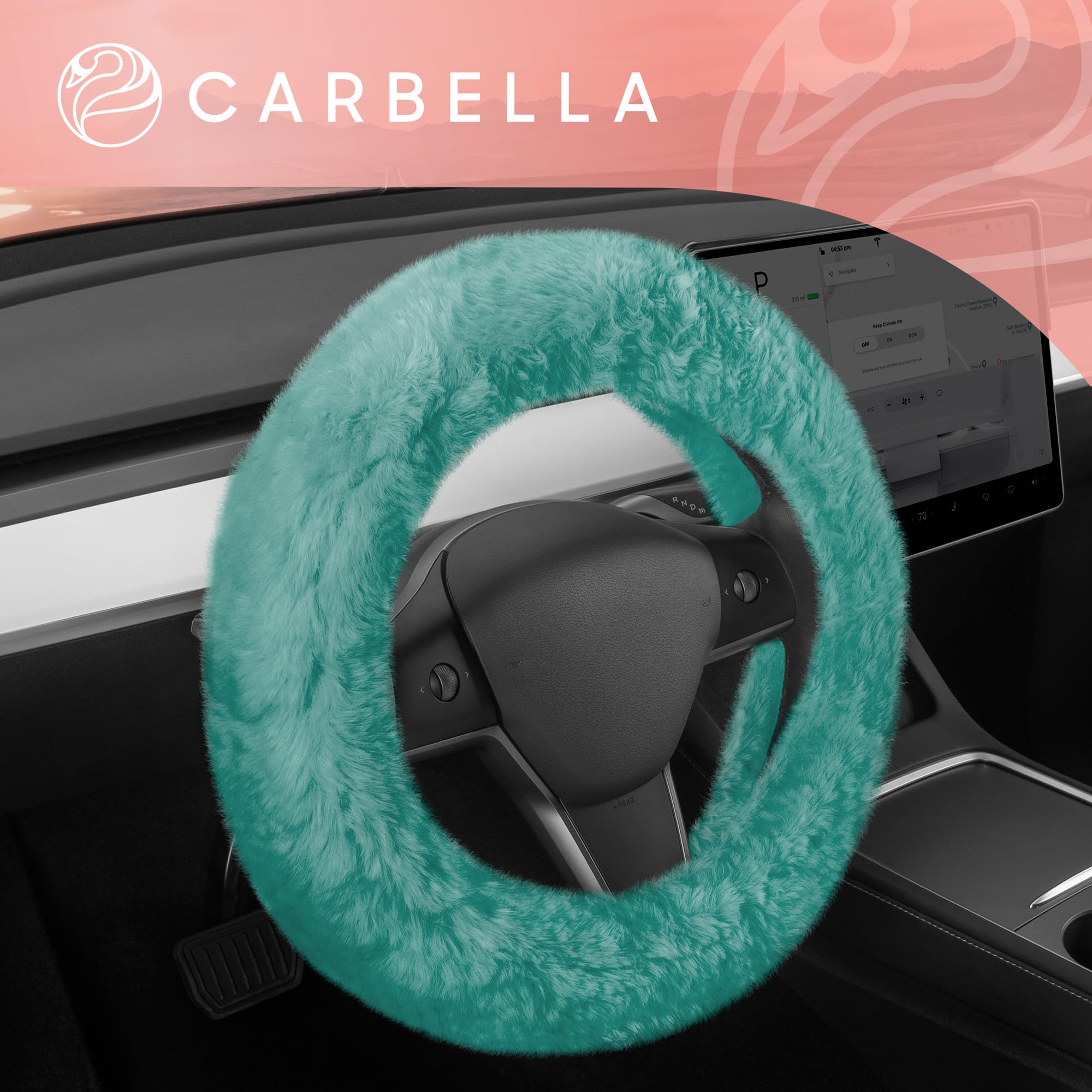 bdk-carbella-aspen-mint-fuzzy-steering-wheel-cover-for-women-plush-faux-fur-univ image 7