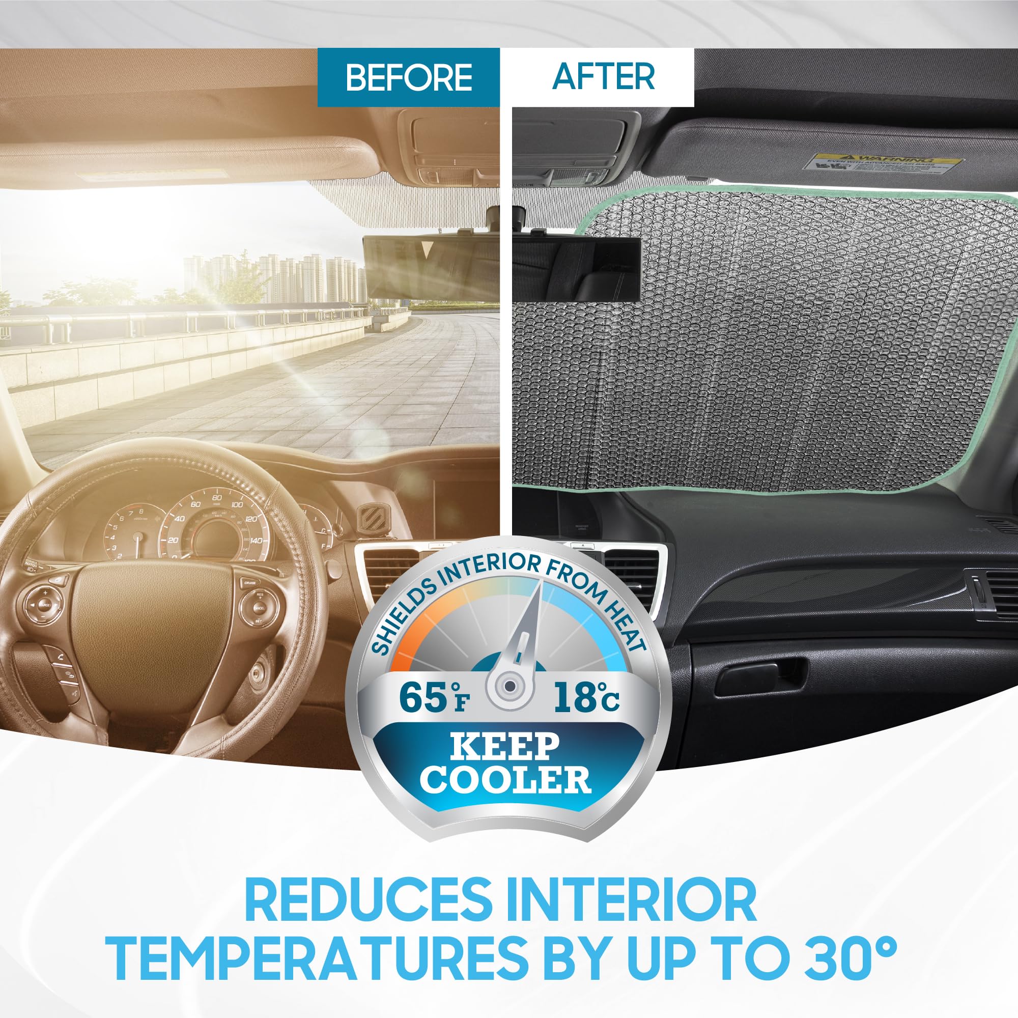 bdk-iridescent-matte-white-windshield-sunshade-accordion-folding-uv-protector-fo image 5