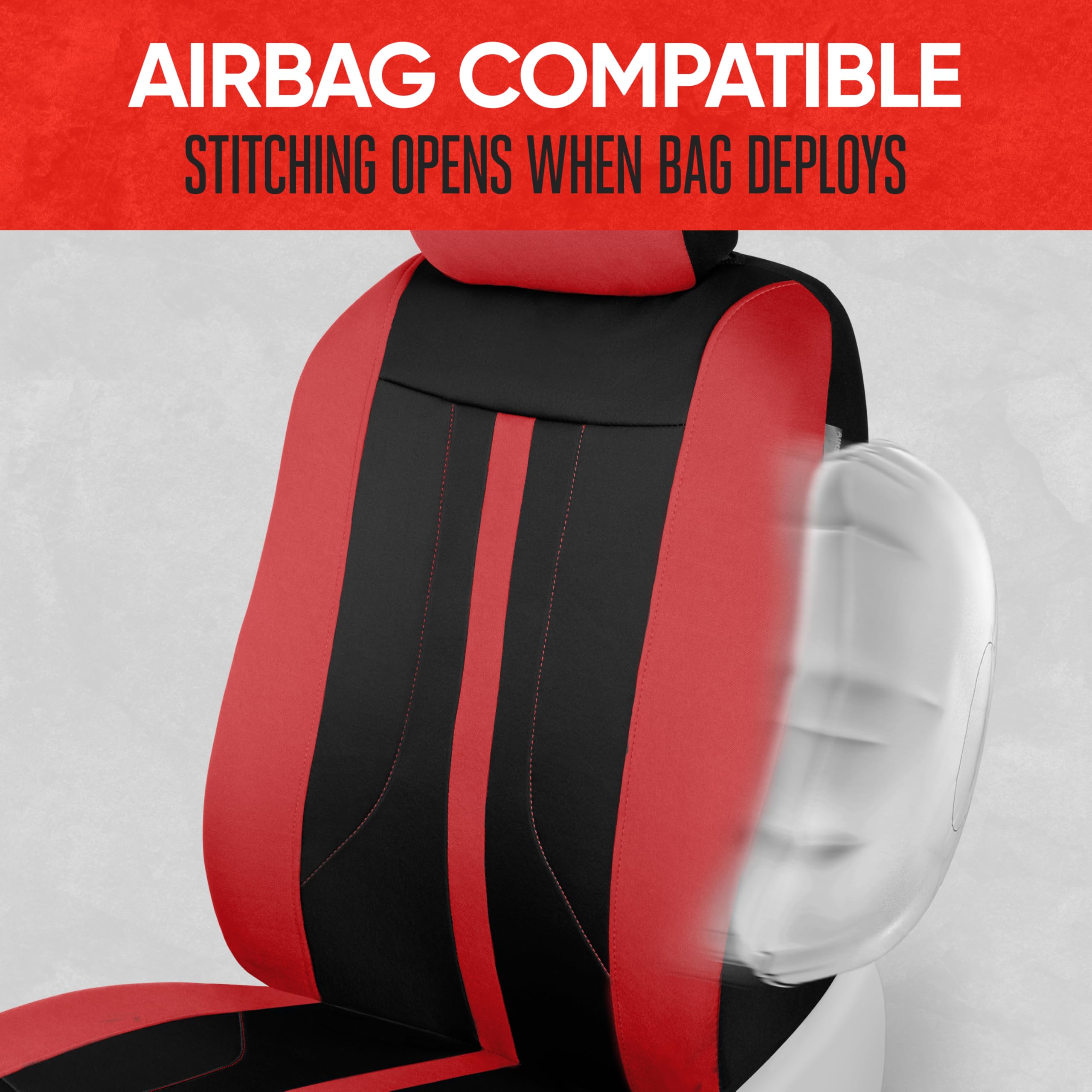 motor-trend-red-cloth-car-seat-covers-for-front-seats-premium-automotive-bucket- image 3