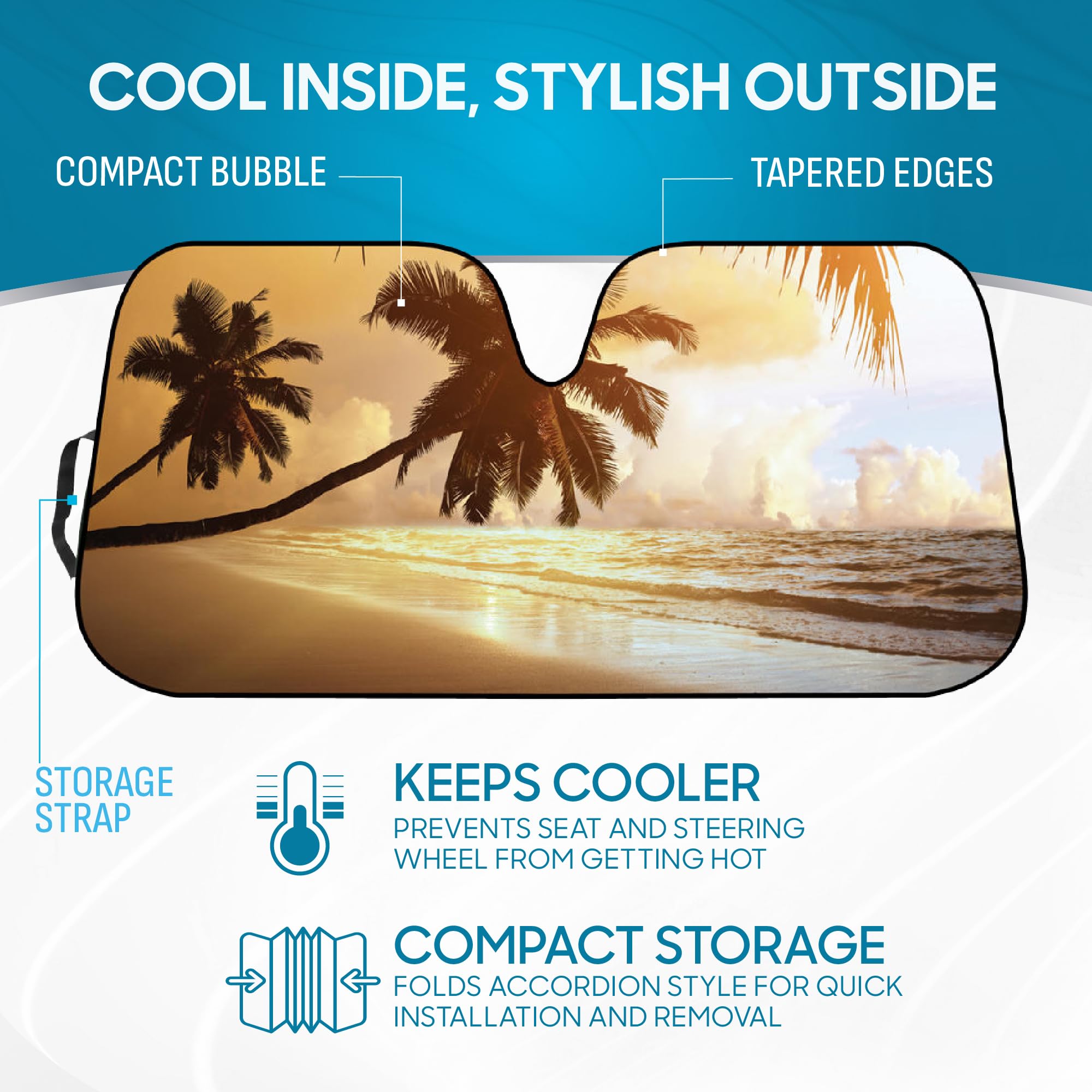 bdk-golden-sunset-beach-front-windshield-sun-shade-accordion-folding-58-x-27-inc image 3