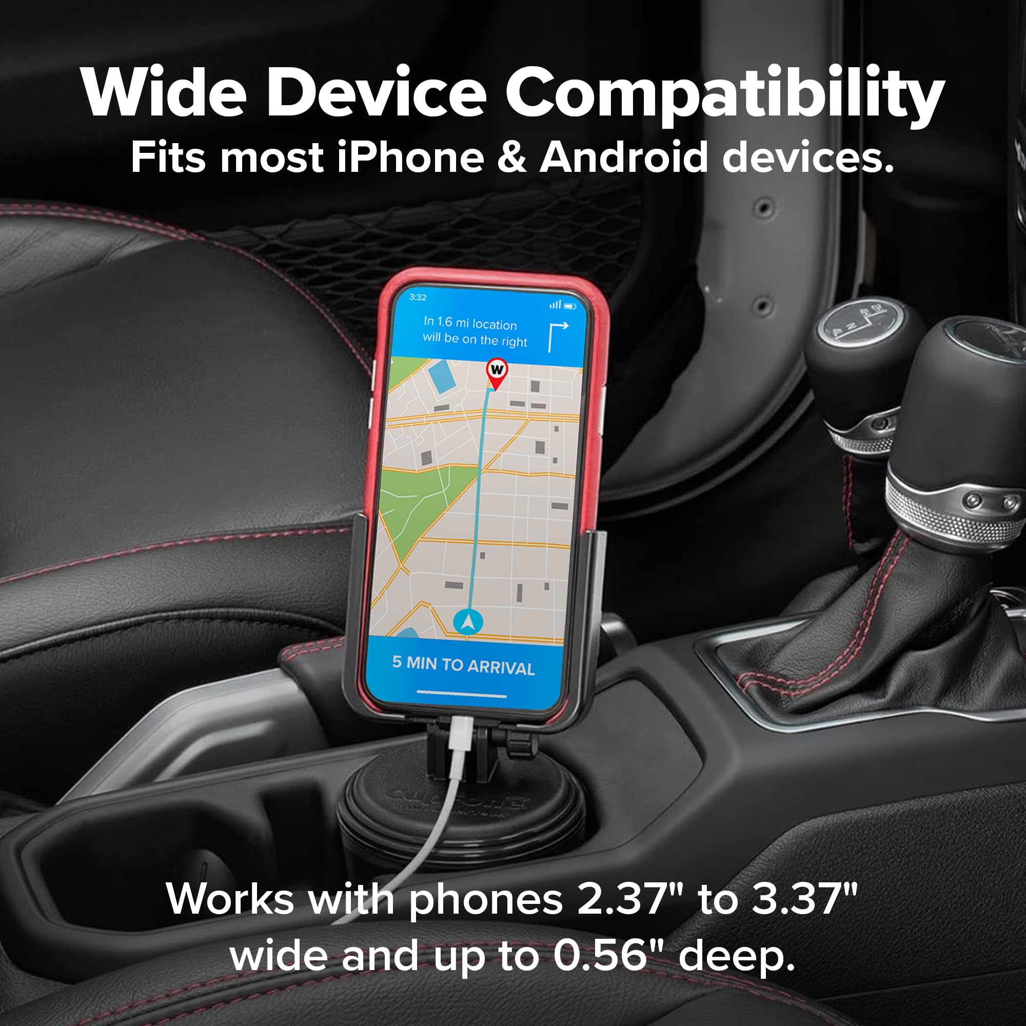 weathertech-cupfone-universal-cup-holder-phone-mount-for-cars-adjustable-secure- image 4