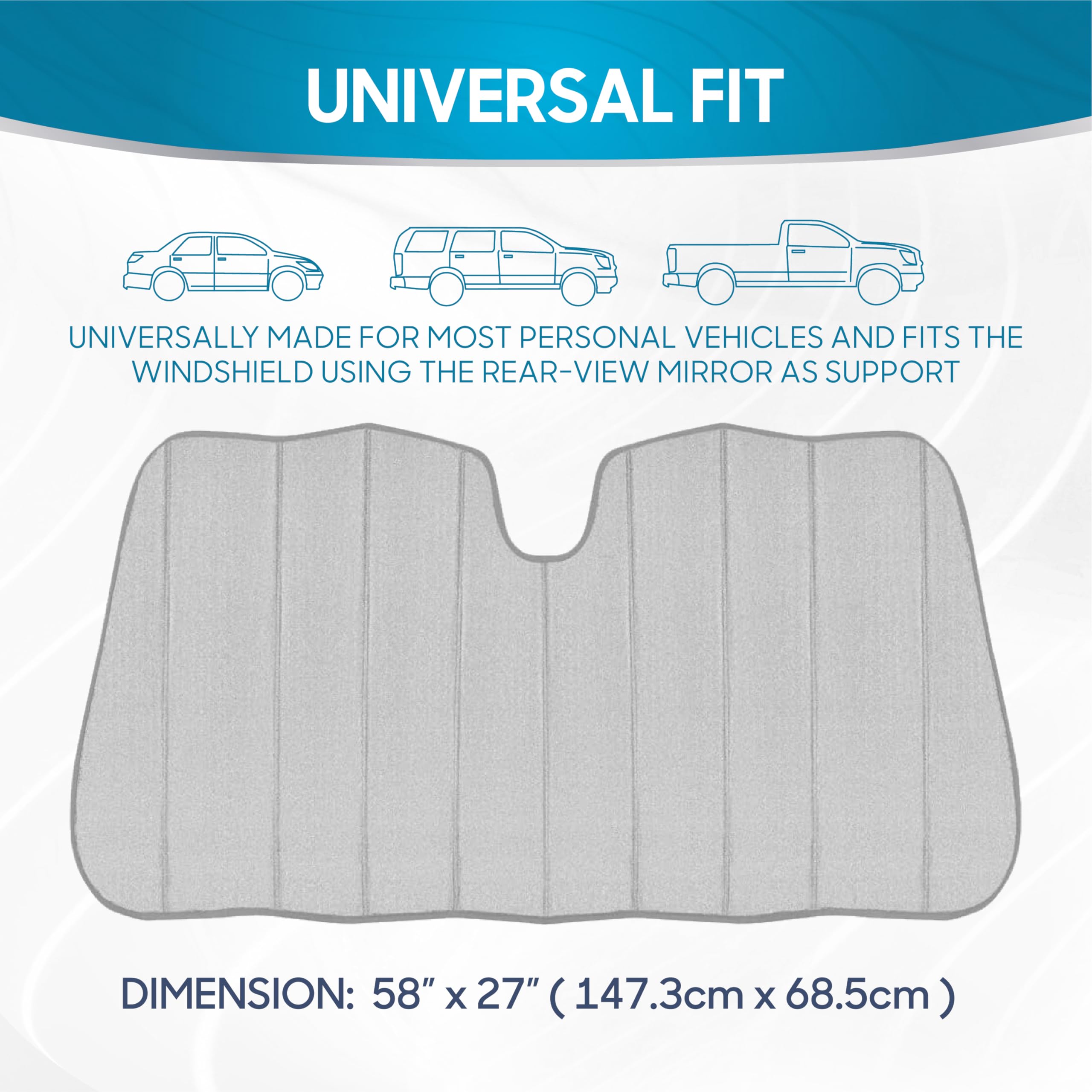bdk-silver-glitter-windshield-sun-shade-jumbo-accordion-fold-58-x-27-for-car-suv image 7