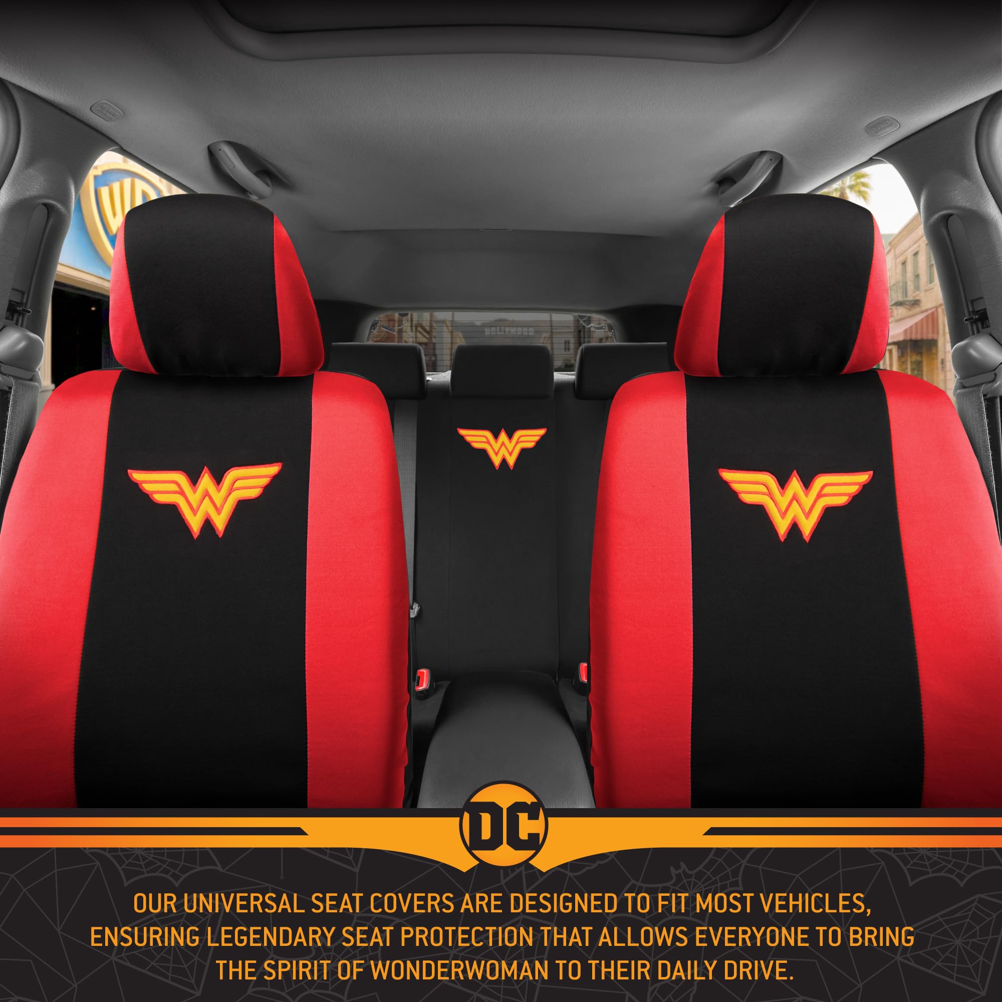 bdk-wonder-woman-9-piece-car-seat-cover-set-warner-bros-licensed-front-rear-poly image 6