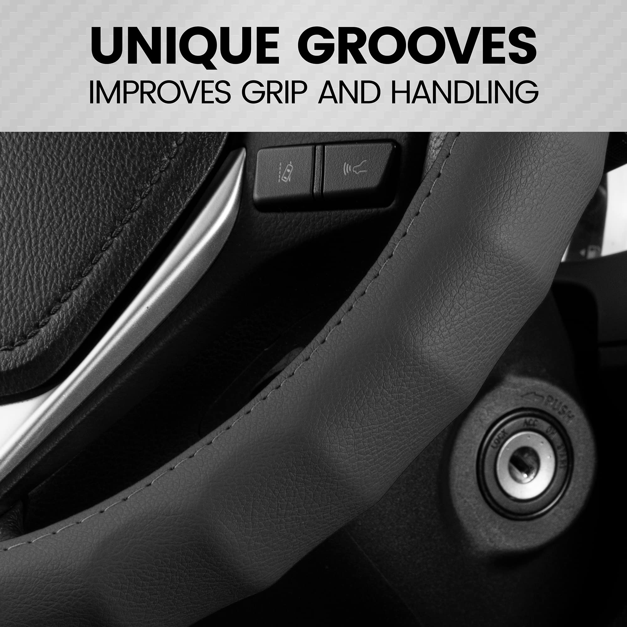 bdk-genuine-black-leather-steering-wheel-cover-small-13-5-14-5-ergonomic-grip-fo image 5
