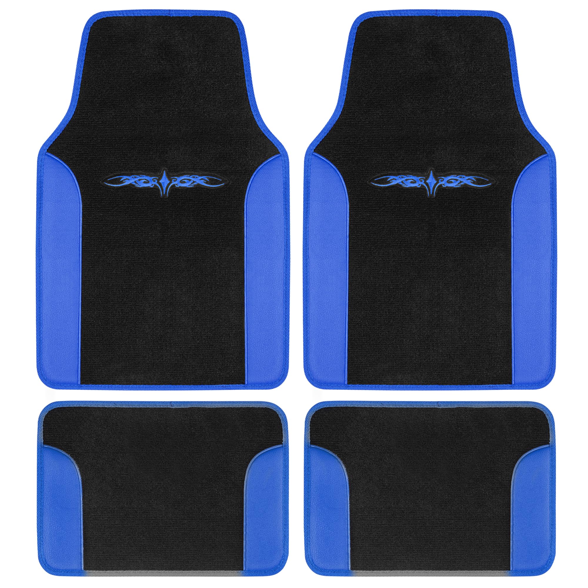 bdk-fresh-carpet-floor-mats-tribal-tattoo-design-blue-4-piece-set image 1
